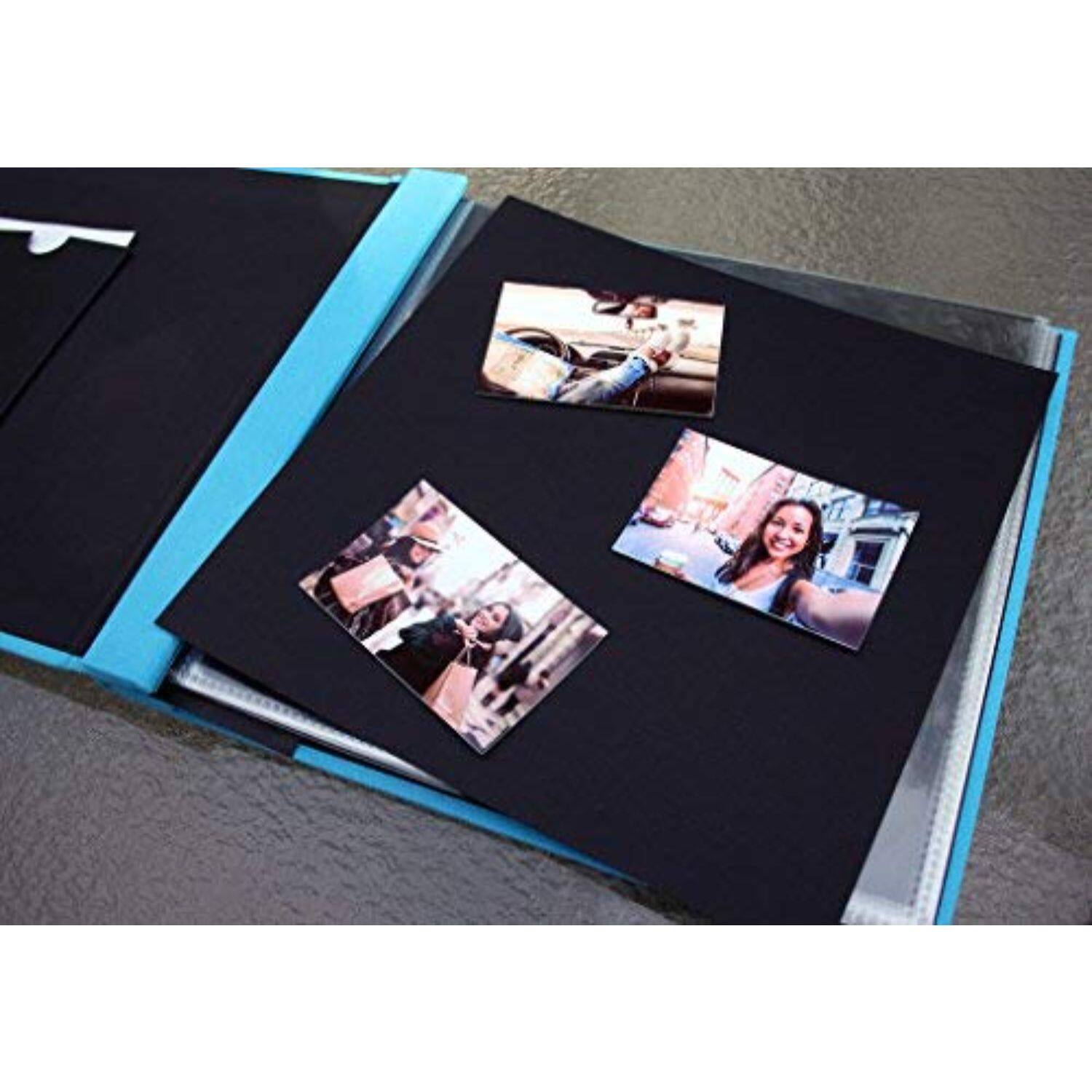 Alt View 4. Zink - Cloth Covered Scrapbook Album, 8" x 8” Large Photo Album Scrapbook with Front Picture Window.