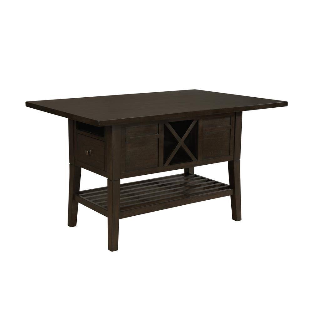 Front. Best Quality Furniture - Counterheight Dining Table with Storage in Cappuccino Wood - Cappuccino.
