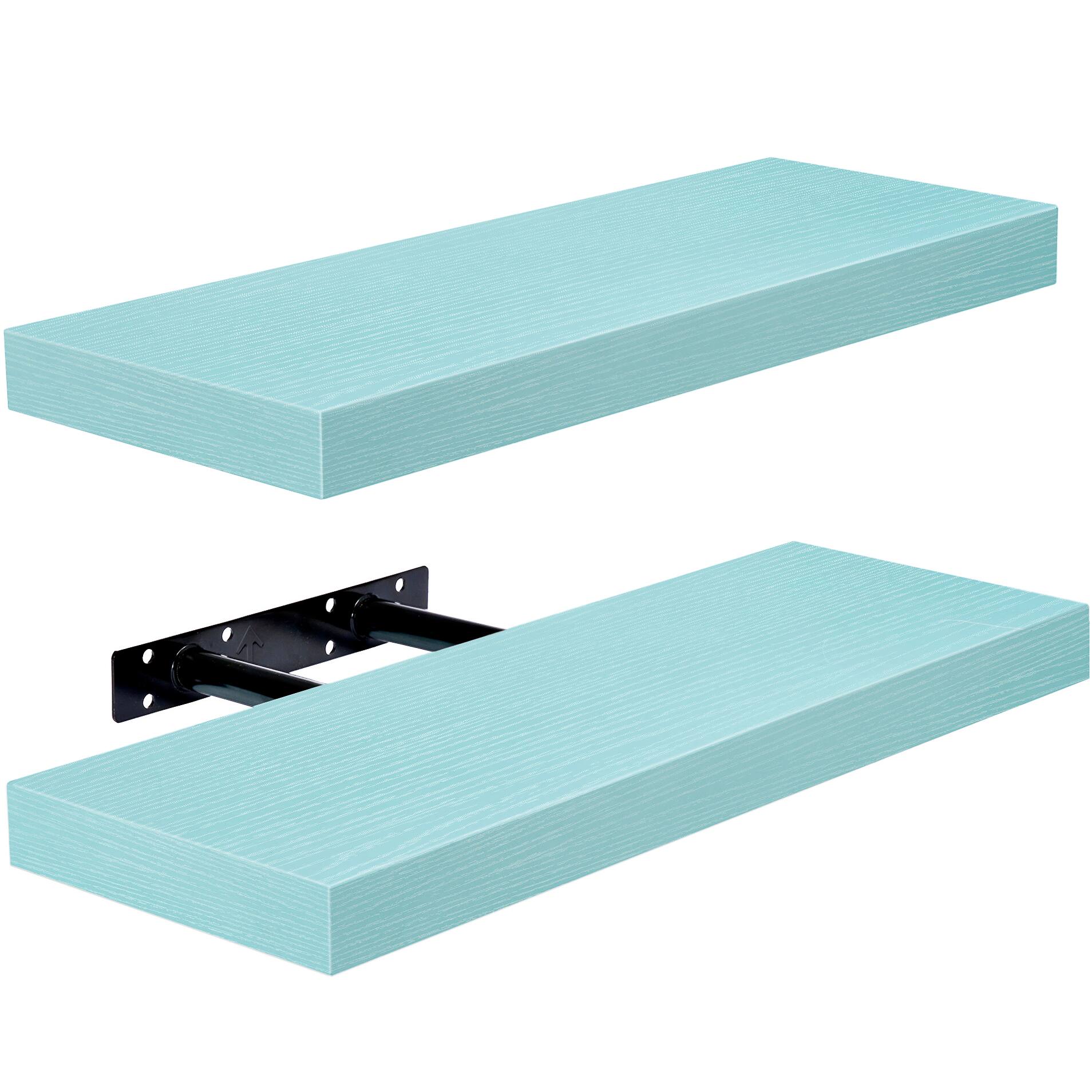 Alt View 4. Sorbus - 2 Pack (16"x5") Sorbus Floating Wall Shelves for Bedroom, Decor, Kitchen, Living Room - for Trophies, Frames, Bookshelf - Blue.