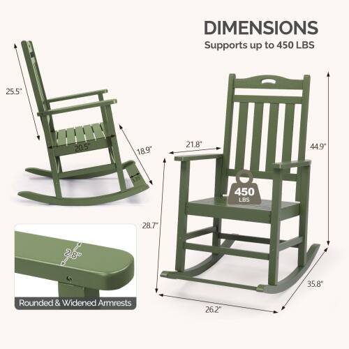 DIMENSIONS  
Supports up to 450 LBS  

- 25.5"  
- 20.5"  
- 18.9"  
- 21.8"  
- 44.9"  
- 3.35"  
- 450 LBS  
- 28.7"  
- 2.8"  
- 35.8"  

Rounded & Widened Armrests  
- 26.2"