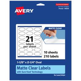 Avery - Matte Oval Labels, 1-1/8" x 2-1/4", 210 Total - Clear