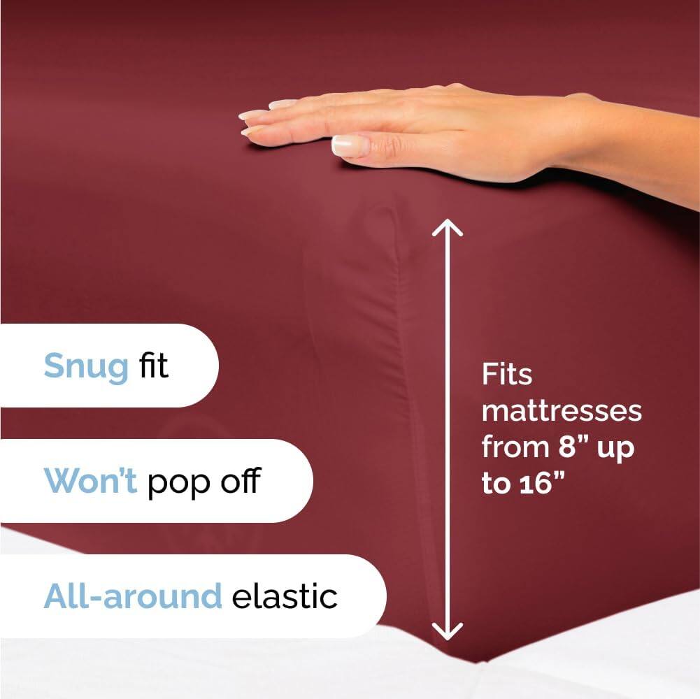 - Snug fit
- Won't pop off
- Fits mattresses from 8" up to 16"
- All-around elastic