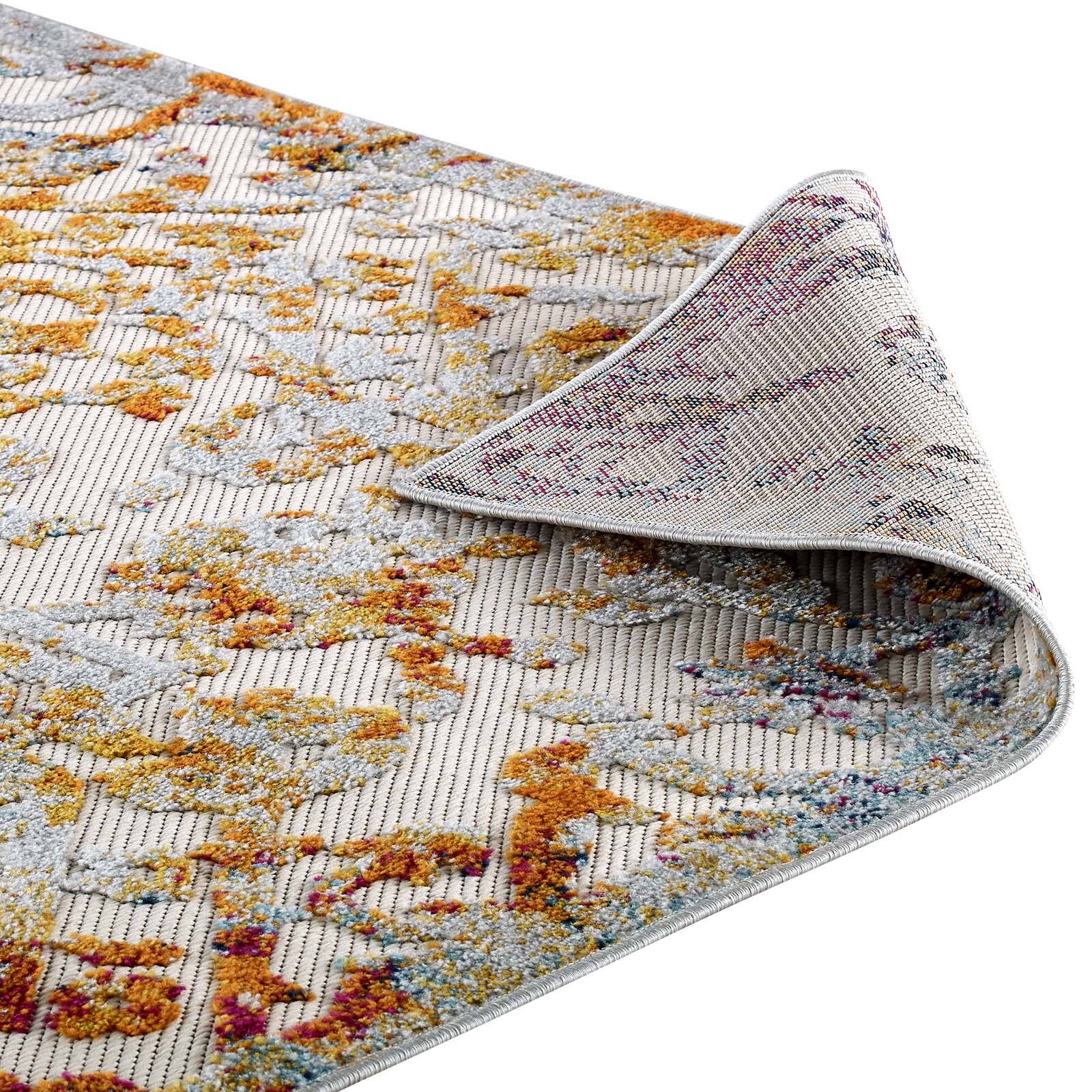 Alt View 5. Modway - Reflect Primrose Ornate Floral Lattice Indoor/Outdoor Area Rug - Ivory Light Blue Multicolored.