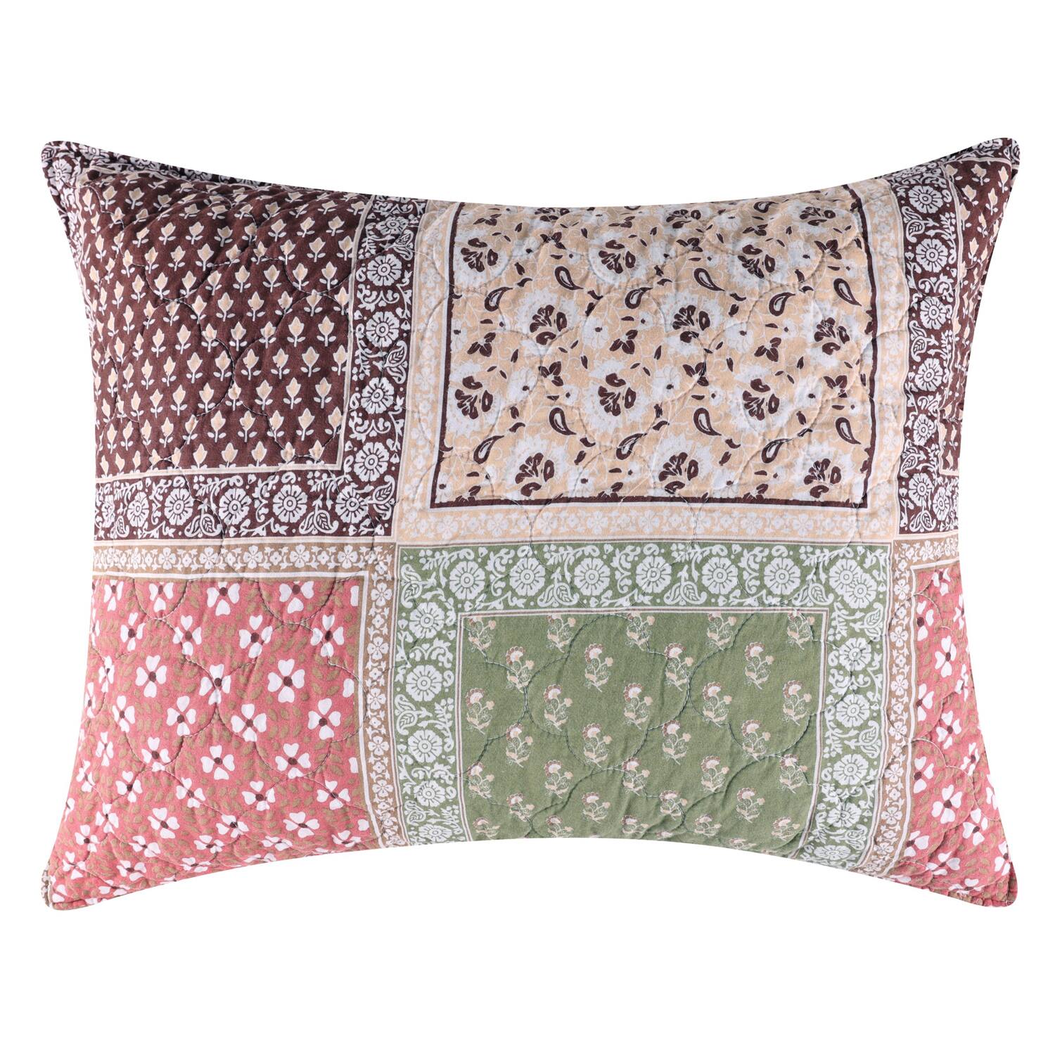 Left. Greenland Home Fashions - Greenland Home Fashions Priya 100% Cotton Pillow Sham King 20x36 Multi - Multi.