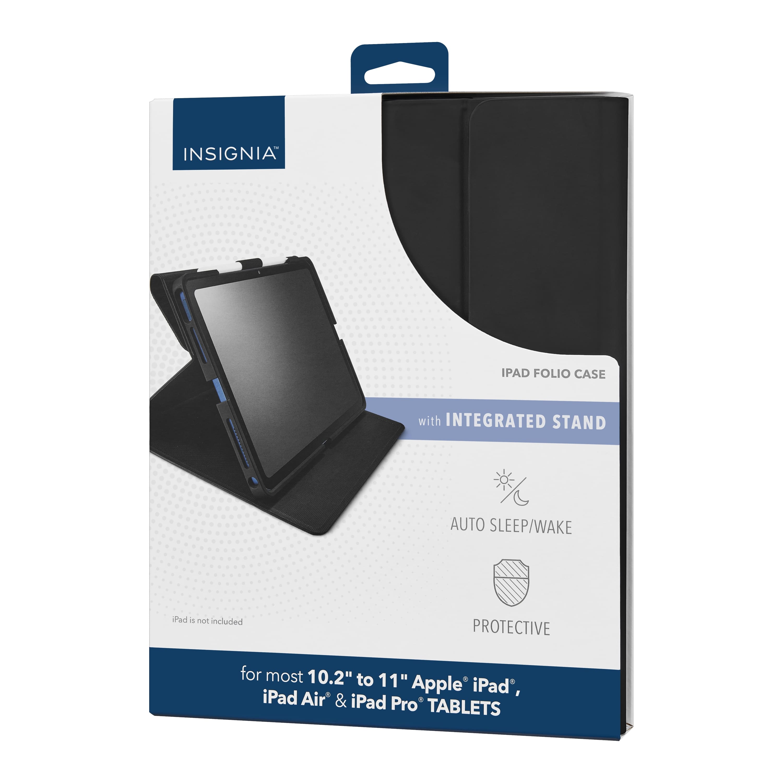Insignia iPad Folio Case with Integrated Stand Auto Sleep/Wake for most 10.2" to 11" Apple iPad', iPad Air' & iPad Pro Tablets.