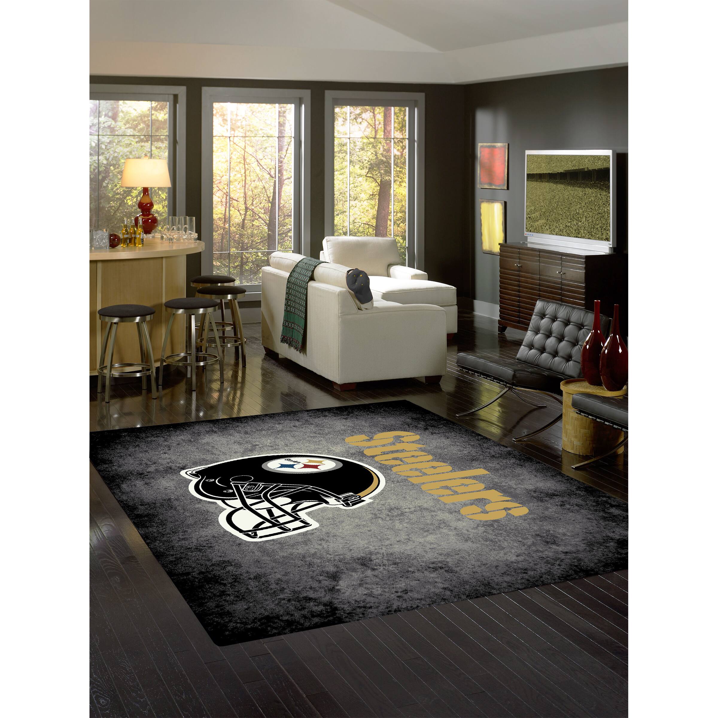 Alt View 1. Imperial - Pittsburgh Steelers 3'10" x 5'4" Distressed Rug - Black.