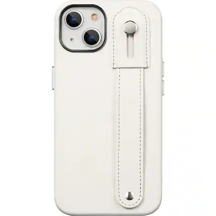 Front. SaharaCase - FingerGrip Series Genuine Leather Case with Magsafe for Apple iPhone 15 - White.