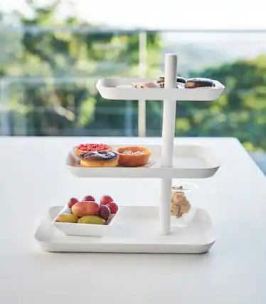 Front. Yamazaki Home - Serving Stand - Steel - Black.