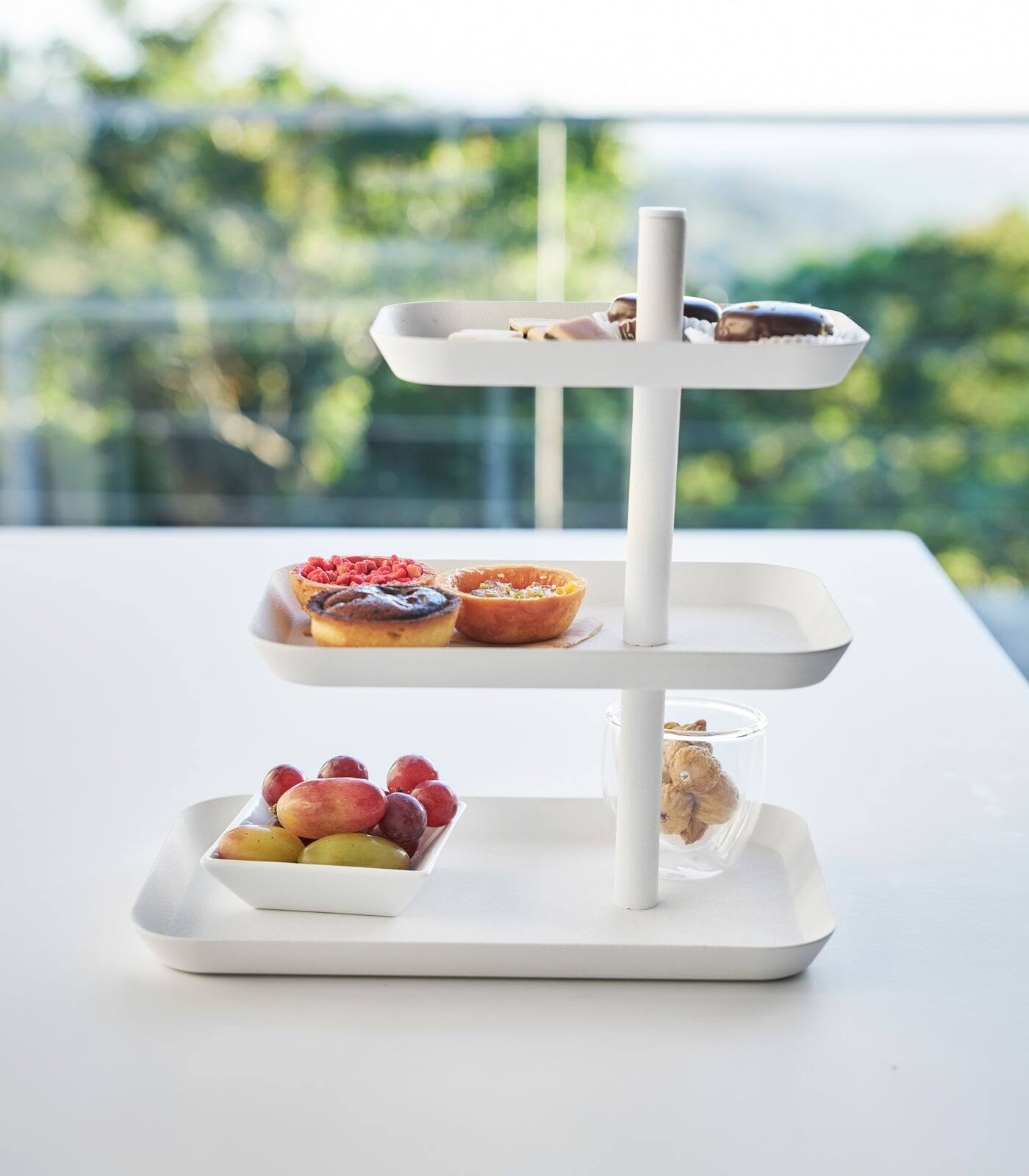 Front. Yamazaki Home - Serving Stand - Steel - Black.