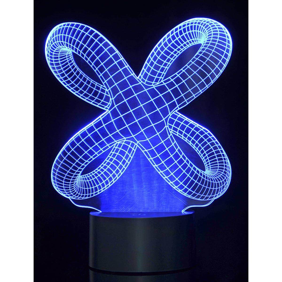 Angle. JuzToys - 3D Night Light for Kids, 3D Crisscross Rings Laser Cut Precision LED Lights, LED Lamp for Bedrooms and Offices - Black.