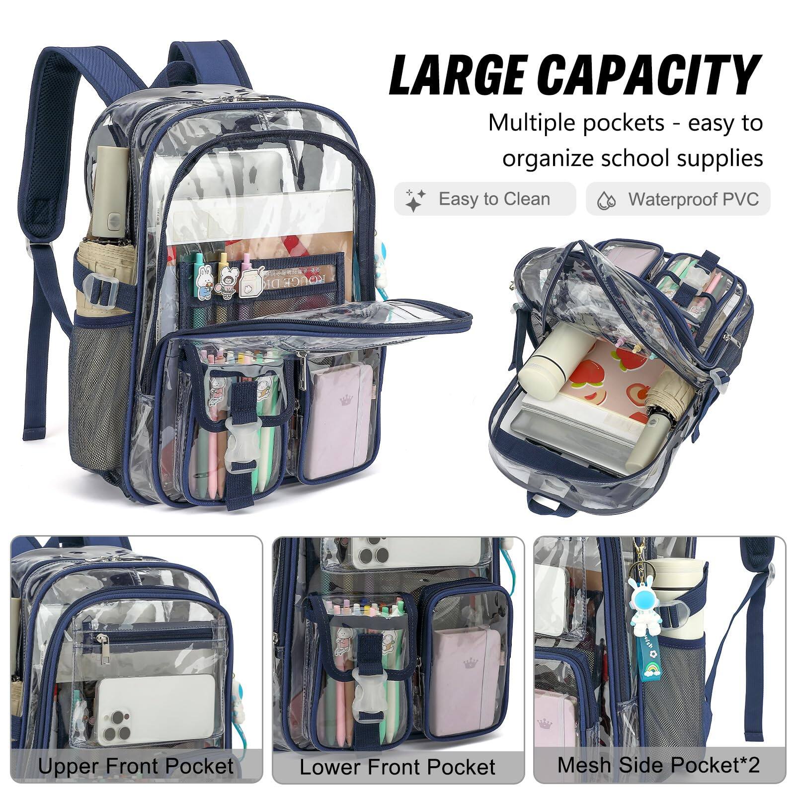 Cozy Serene Clear Backpack Heavy Duty Transparent Backpacks Stadium ...