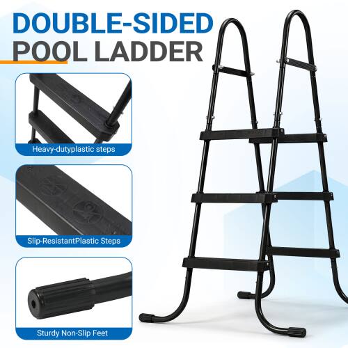 DOUBLE-SIDED POOL LADDER

- Heavy-duty plastic steps
- Slip-Resistant Plastic Steps
- Sturdy Non-Slip Feet