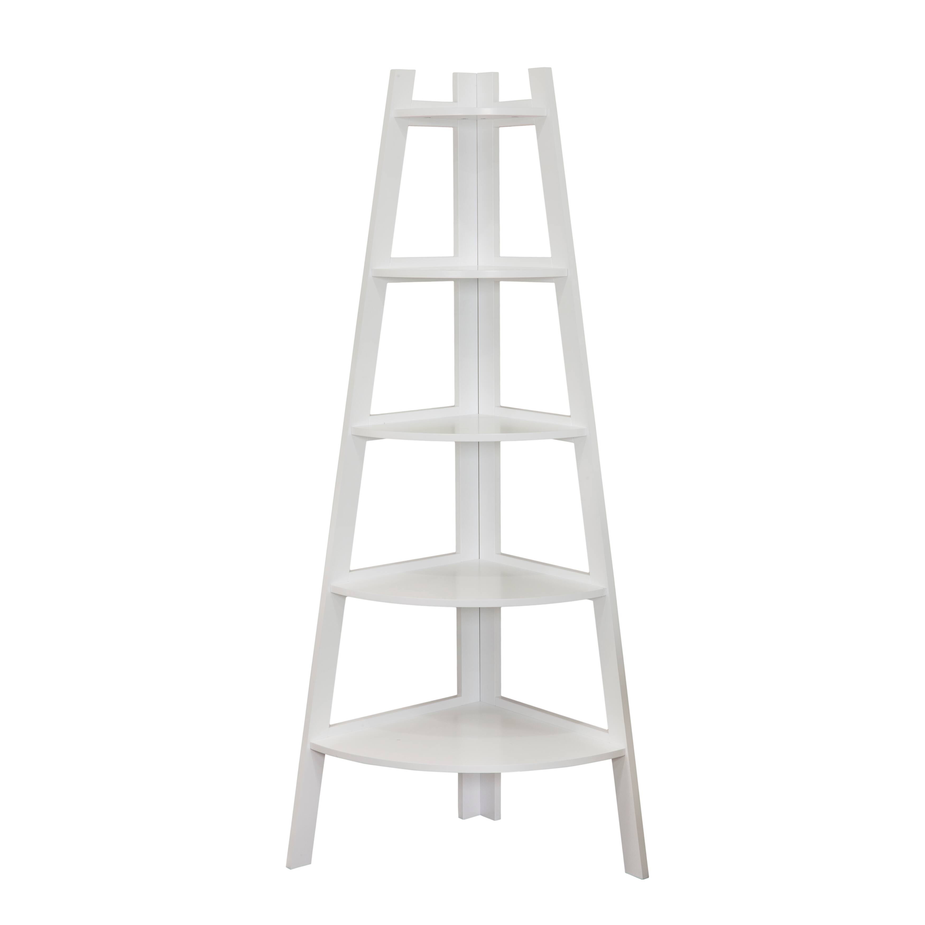 Danya B - 5-Tier Pyramid Corner Display Shelves - White