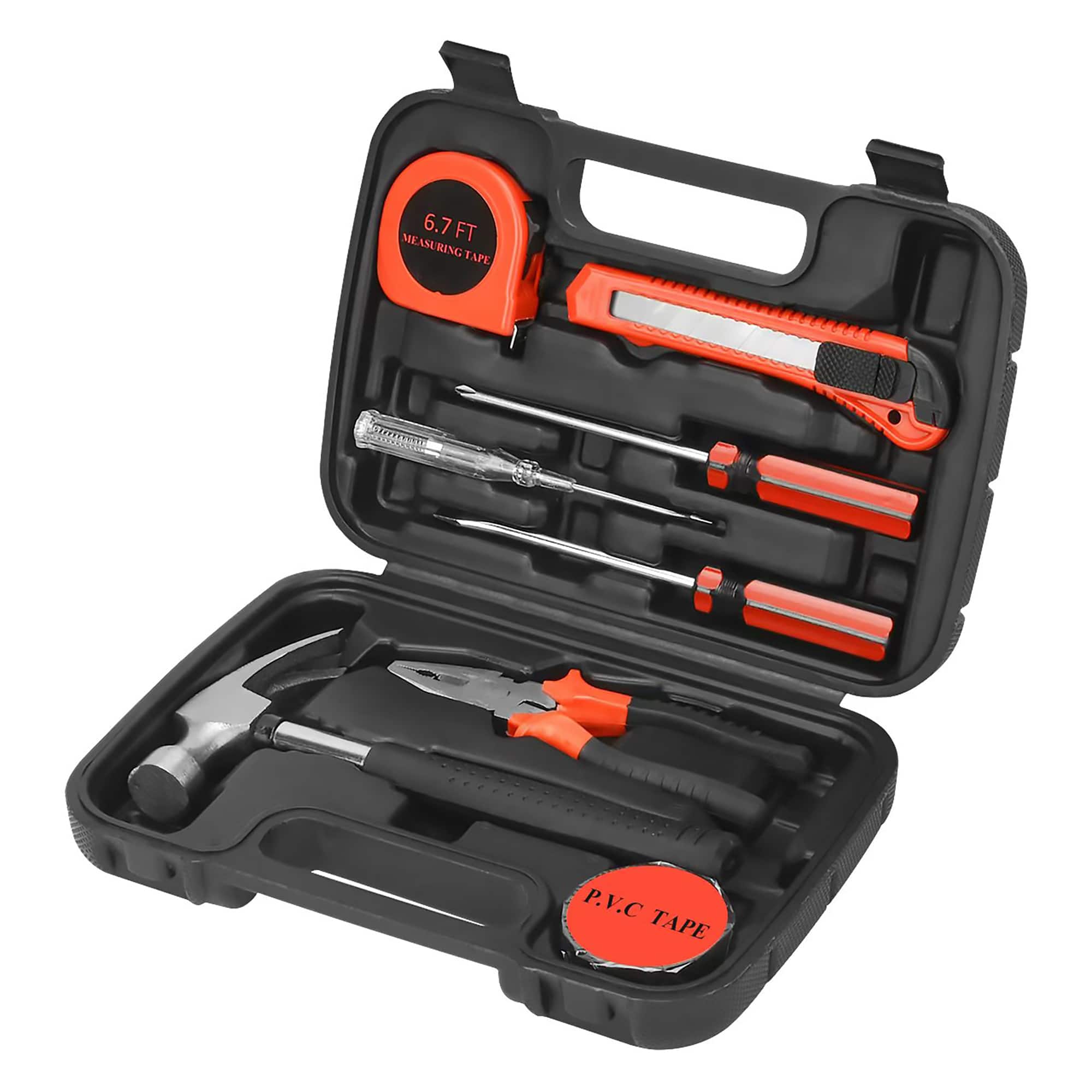 Pursonic - 9 Piece Household Handy Solutions Tool Set for Everyday Tasks - Black