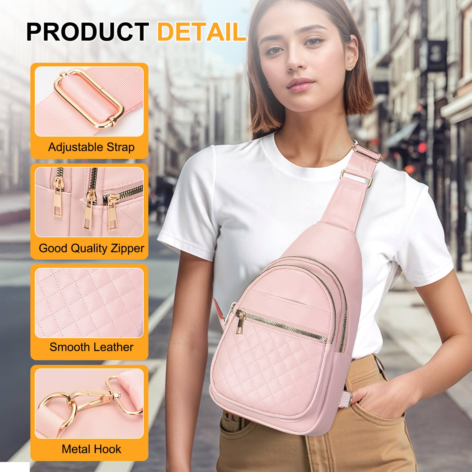 PRODUCT DETAIL

- Adjustable Strap
- Good Quality Zipper
- Smooth Leather
- Metal Hook