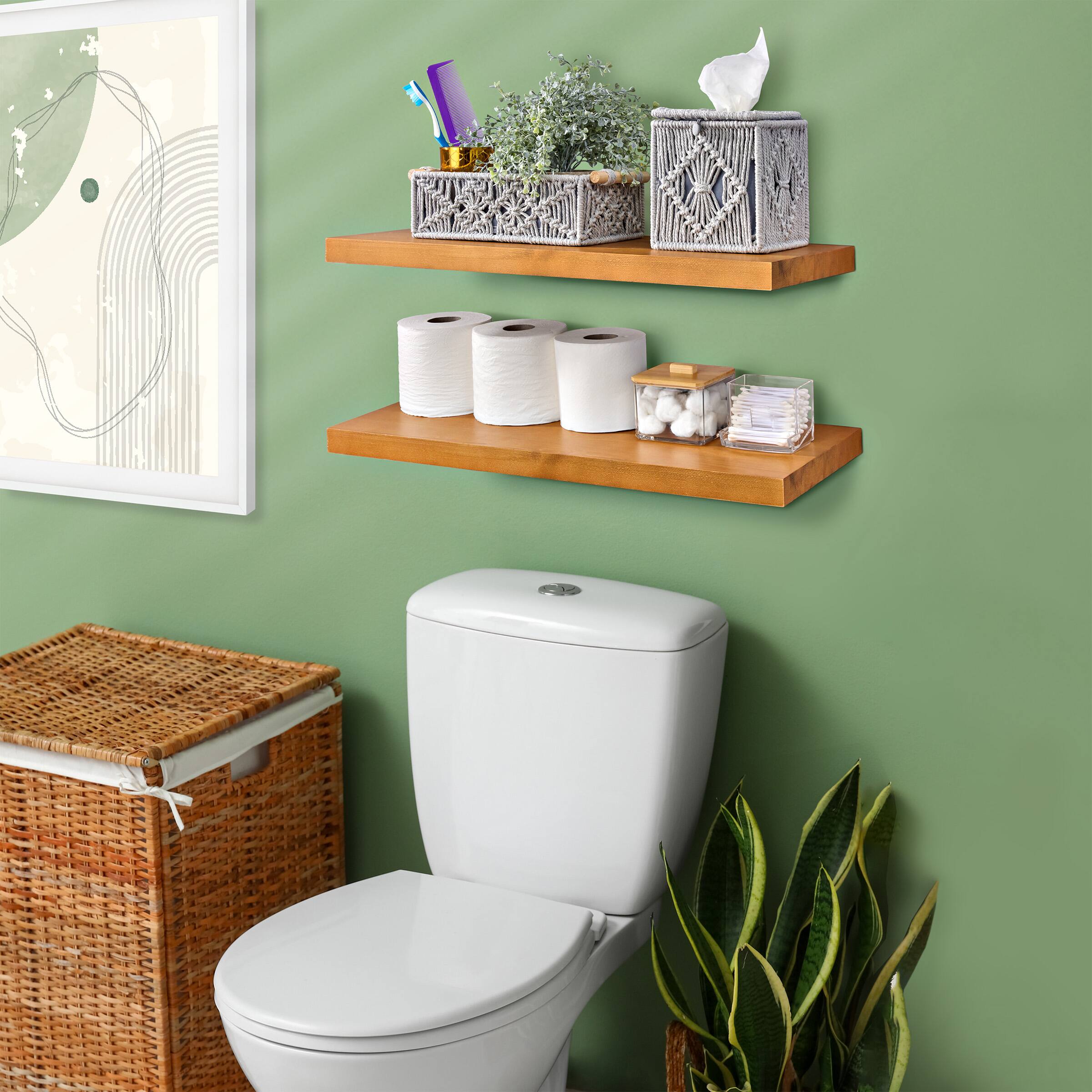 Alt View 2. Sorbus - Sorbus 2 Pack 24" Solid Wood Floating Shelves - for Bathroom Decor, Books, Bedroom & Living Room - Maple.