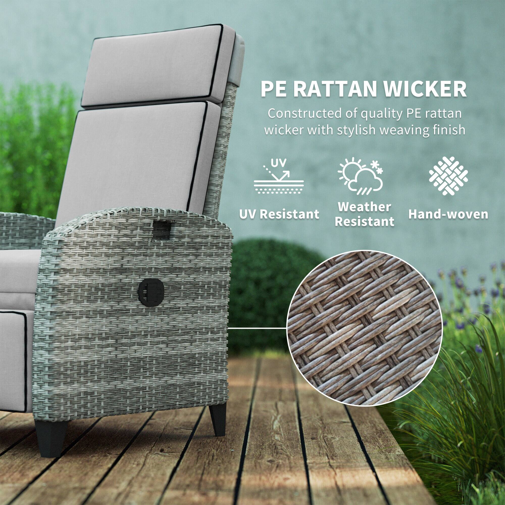 PE RATTAN WICKER  
Constructed of quality PE rattan wicker with stylish weaving finish  

- UV Resistant  
- Weather Resistant  
- Hand-woven