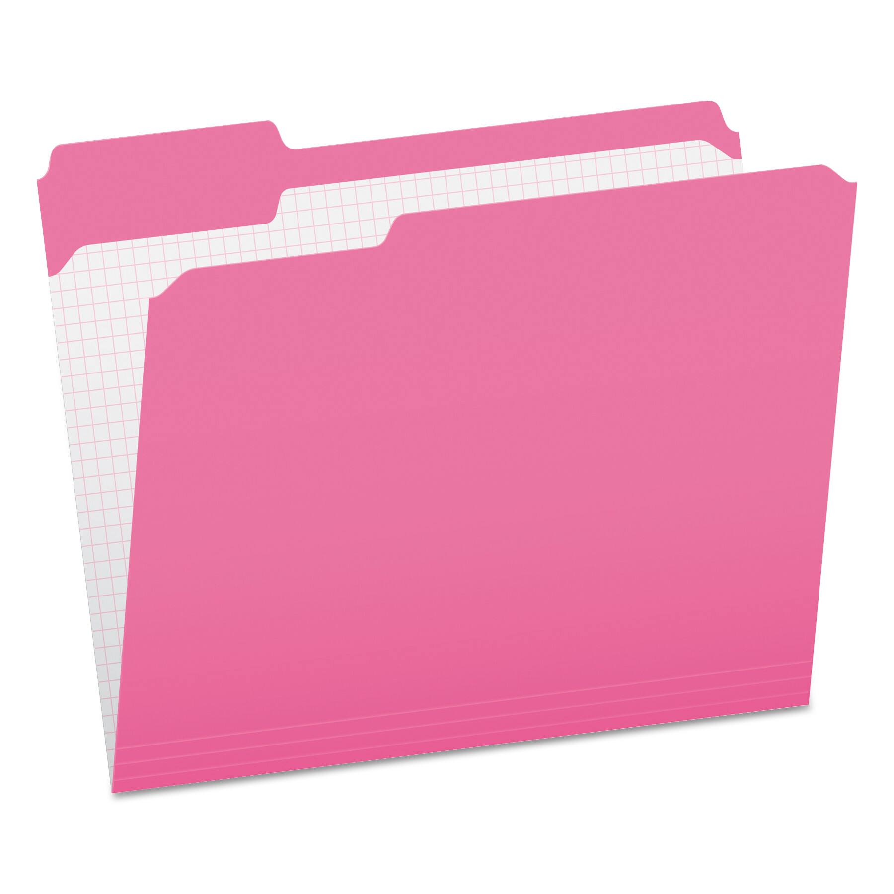 Tops Business Forms - Double-Ply Reinforced Top Tab Colored File Folders, 1/3-Cut Tabs: Assorted, Letter Size, 0.75" Expansion, Pink, 100/Box