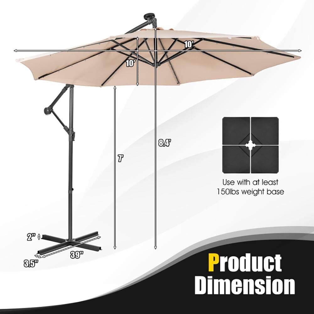 10' 10" T 8.4'  
Use with at least 150lbs weight base  
2" 3.5" 39"  
Product Dimension
