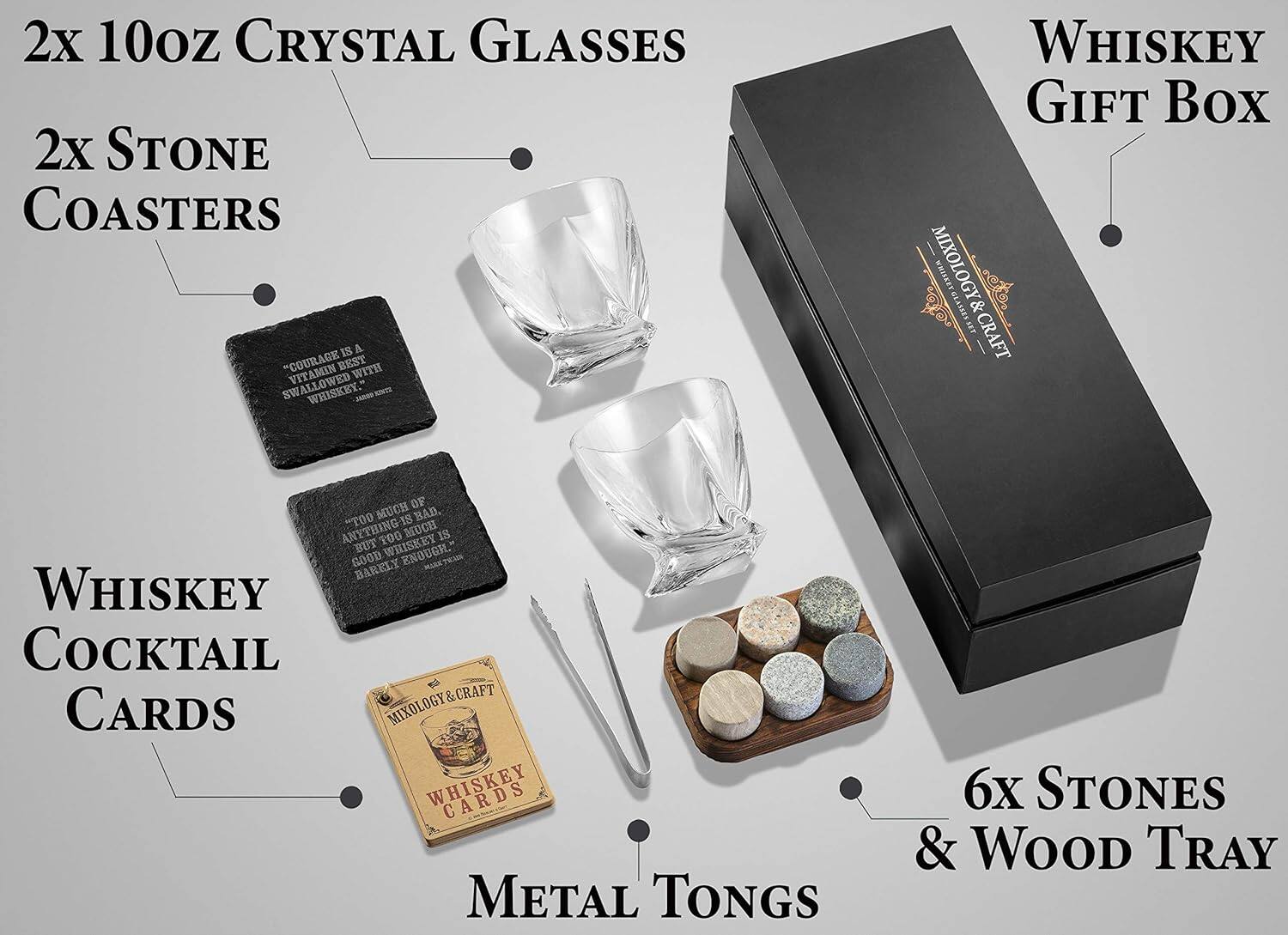 Zulay Kitchen - Whiskey Glasses Stones Gift Set for Men with a Classy Gift Box and 6 Granite Round Whiskey Stones - Thumbnail 5