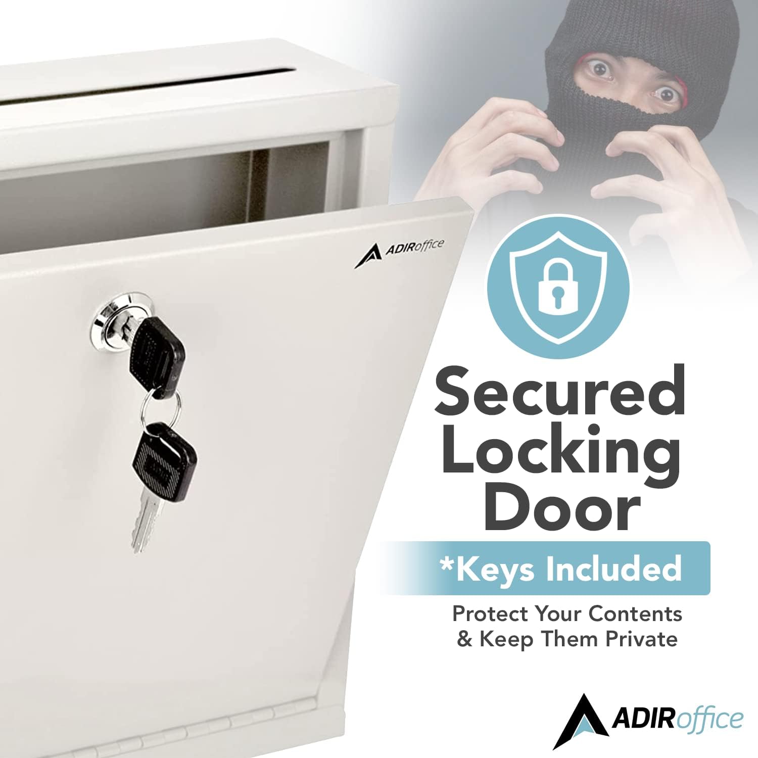 ADIROffice, Secured Locking Door, *Keys Included, Protect Your Contents & Keep Them Private, ADIROffice, ADIR