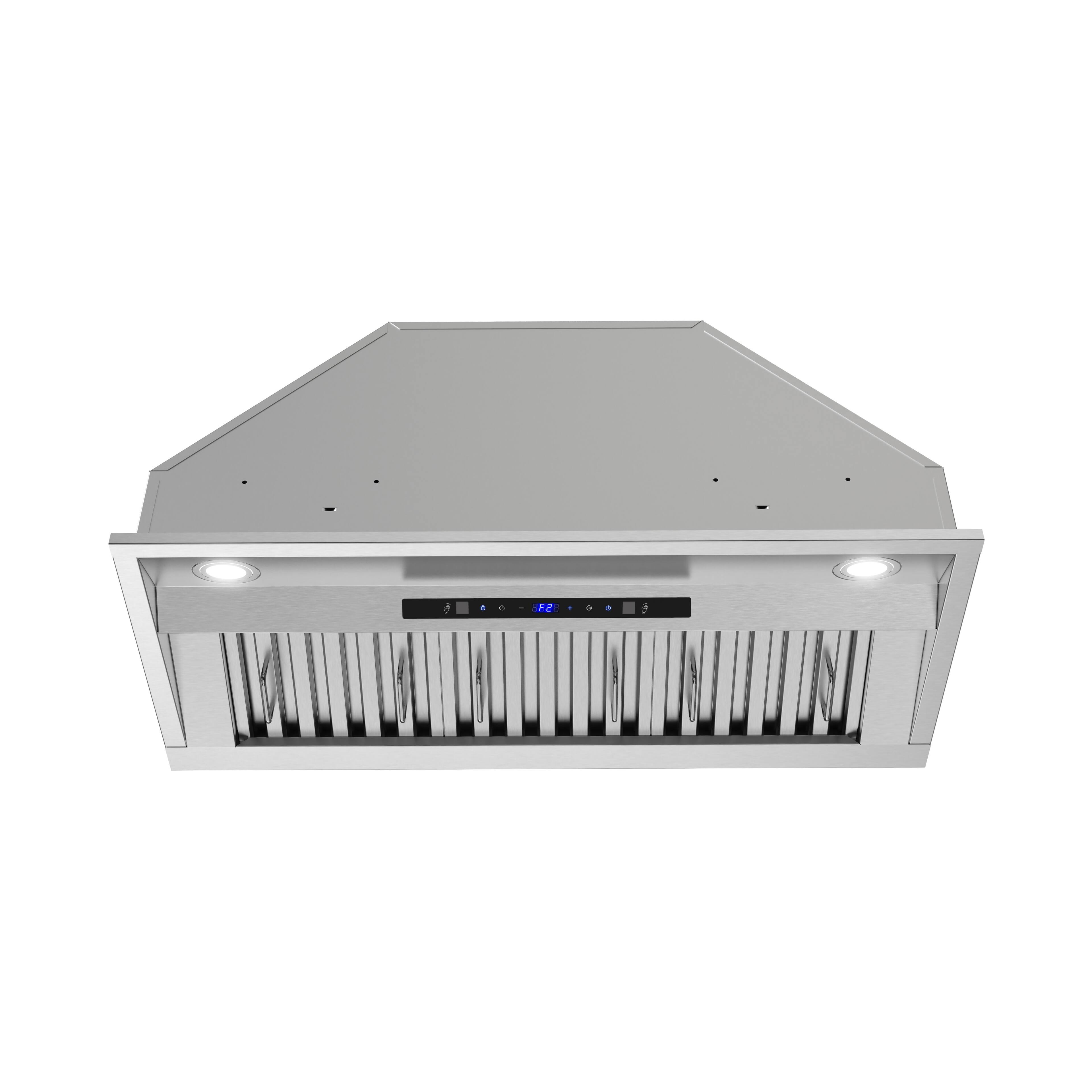 Angle. Streamline - 34 in. Frascati Ducted Insert 350 CFM Range Hood, Baffle Filters, Touchpad Control, LED Lights - Brushed Stainless Steel.