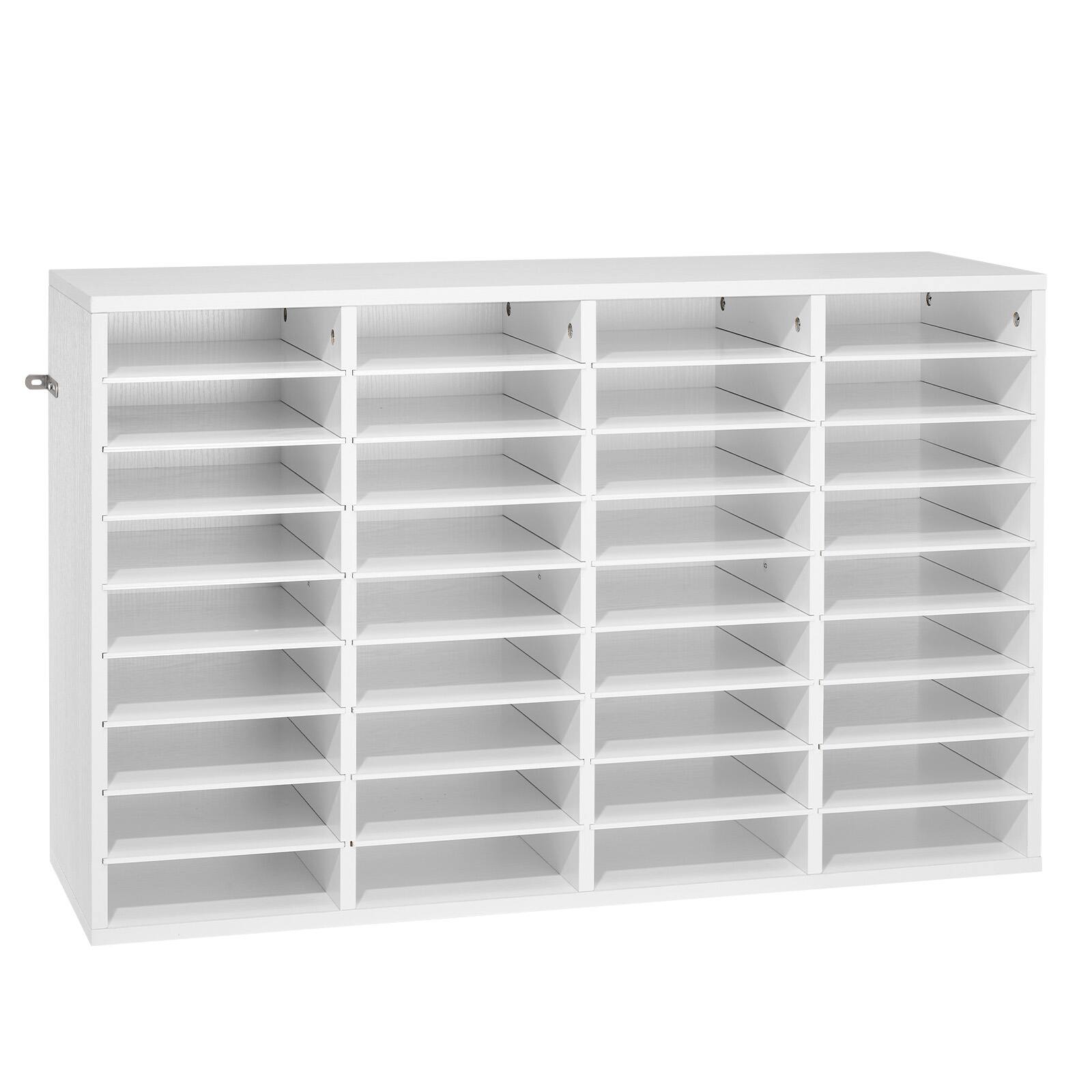 Alt View 5. VEVOR - Literature Organizer, 36 Compartments Office Mailbox with Detachable Shelves, Wooden Mailbox Sorter with Particle Board - White.