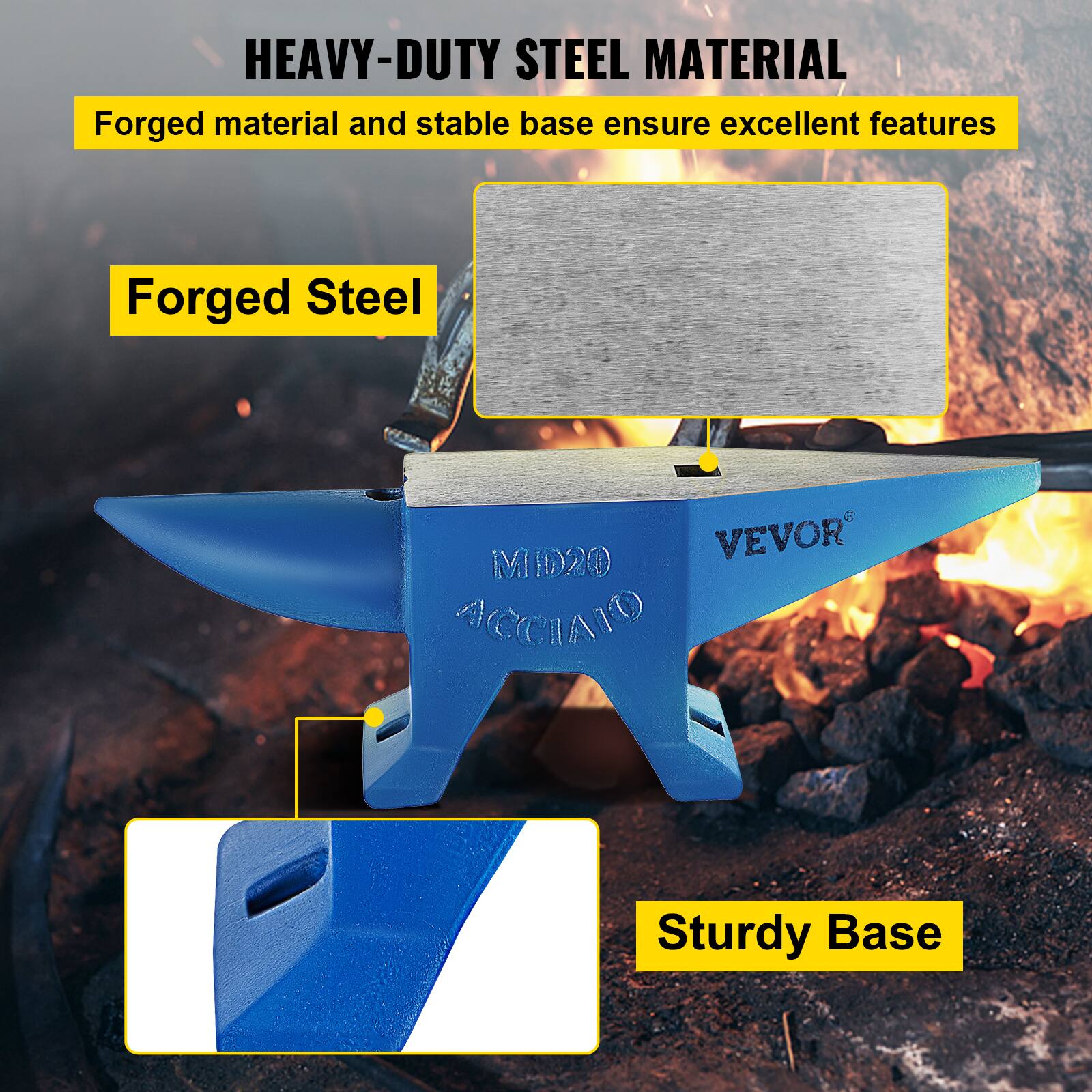 HEAVY-DUTY STEEL MATERIAL  
Forged material and stable base ensure excellent features  

Forged Steel  

Sturdy Base