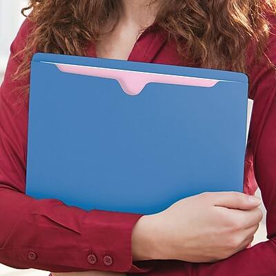 Alt View 8. Smead -  Paper Stock File Jackets, Reinforced Straight Cut Tab, Letter Size, Blue, 100/Box  - Blue.