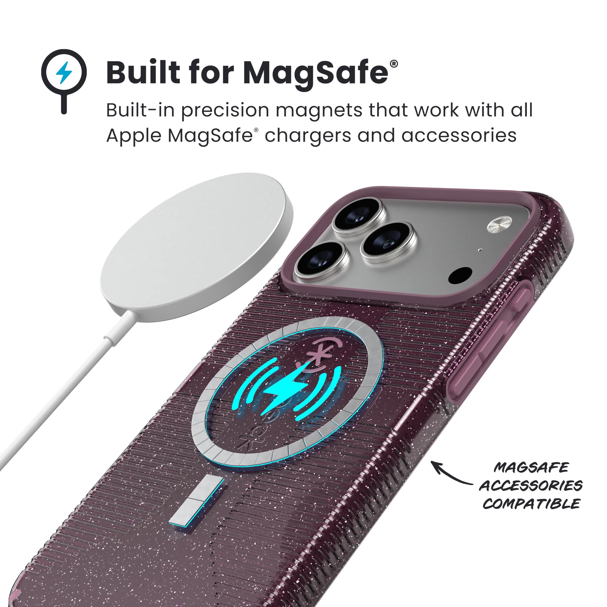 Speck iPhone 17 ProMax CANDYSHELL GRIP + MS Plumberry Glitter