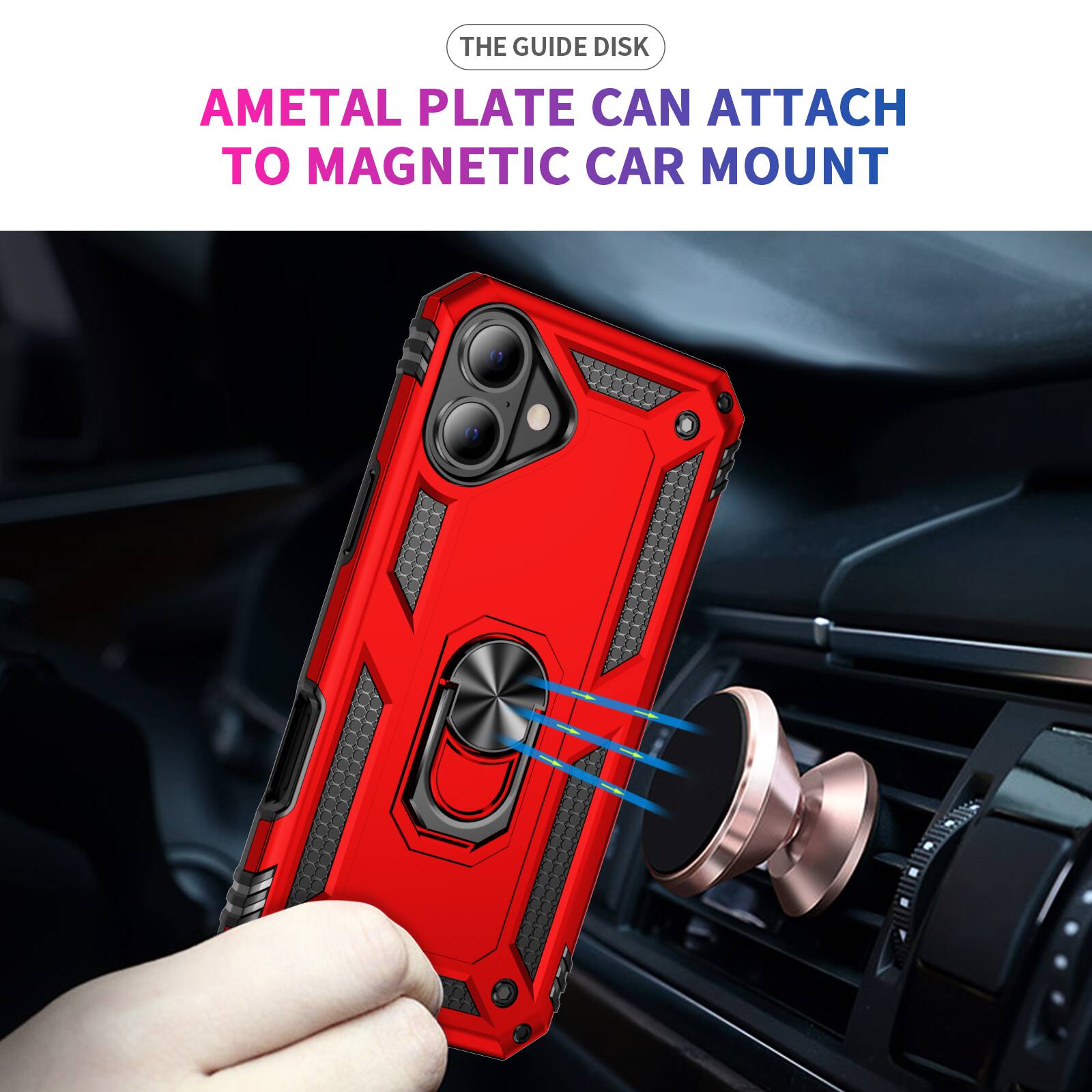 The guide disk: AMetal plate can attach to magnetic car mount