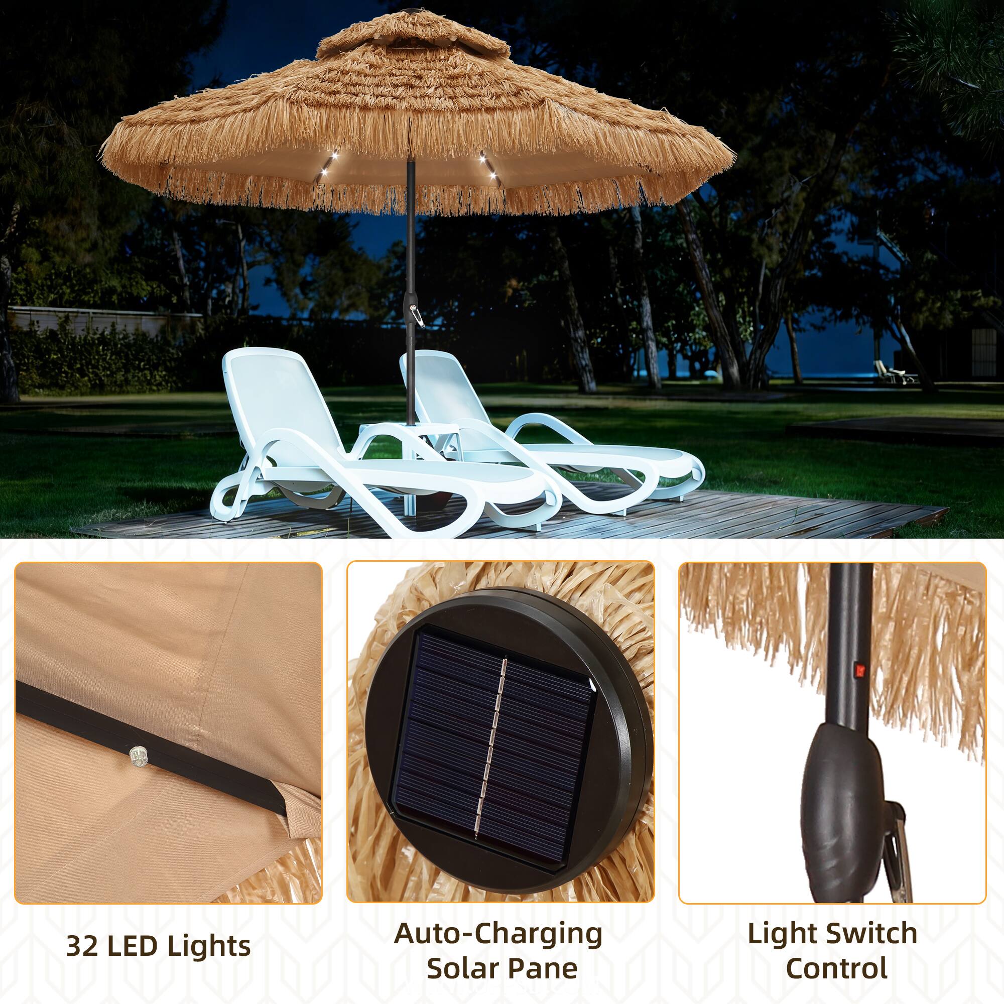 A 32 LED Lights Auto-Charging Solar Pane Light Switch Control