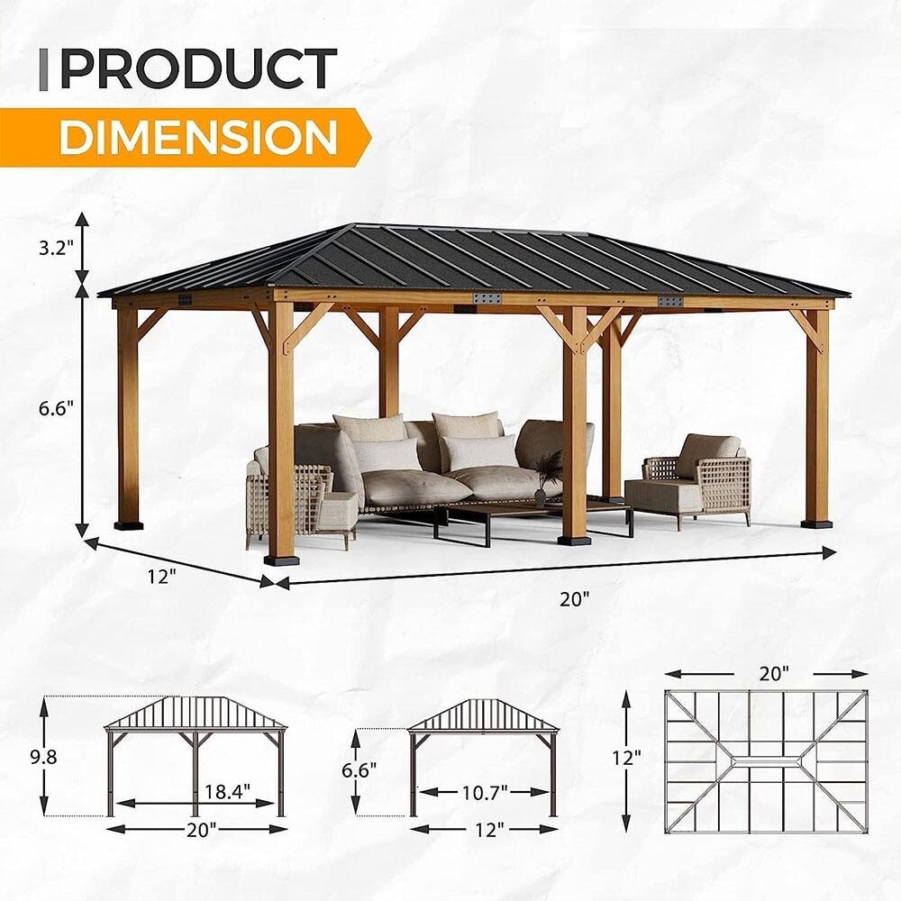 PRODUCT DIMENSION

- Height: 3.2"
- Width: 20"
- Depth: 12"
- Roof Height: 6.6"

Additional Dimensions:
- 9.8"
- 18.4"
- 20"
- 10.7"
- 12"