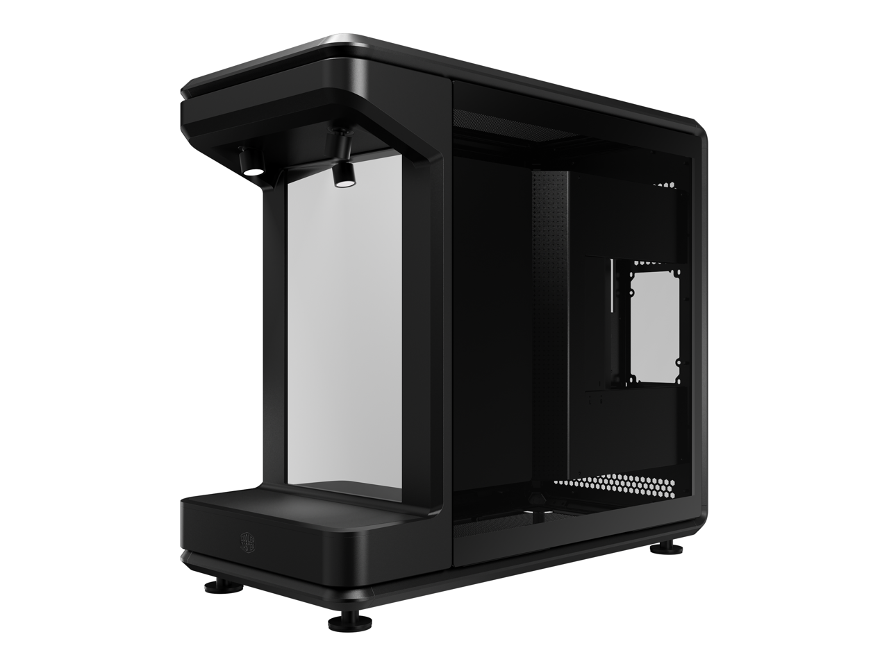 Alt View 1. Cooler Master - masterframe 360 stage mirror open-frame atx pc case, front mirrore - Black.