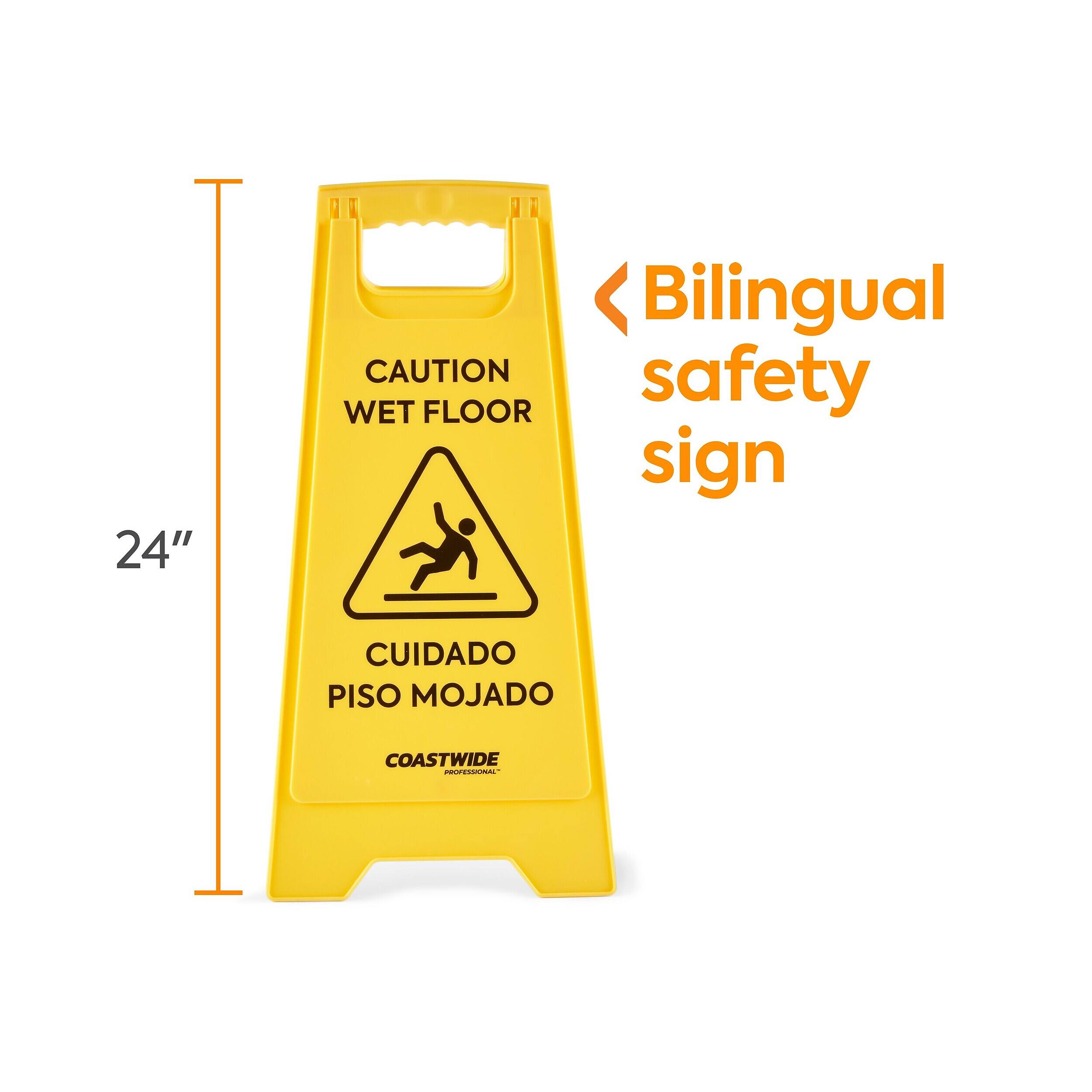 24" Bilingual CAUTION safety WET FLOOR sign
CUIDADO PISO MOJADO
COASTWIDE PROFESSIONAL