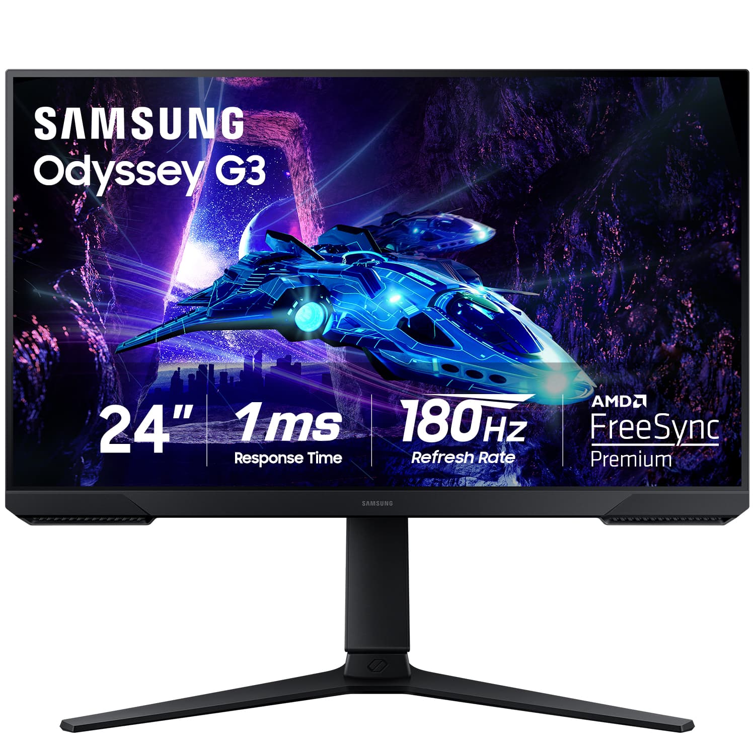 Samsung - Odyssey G30D 24" LED AMD FreeSync Premium 180Hz 1ms Gaming Monitor (DisplayPort, HDMI) - Black
