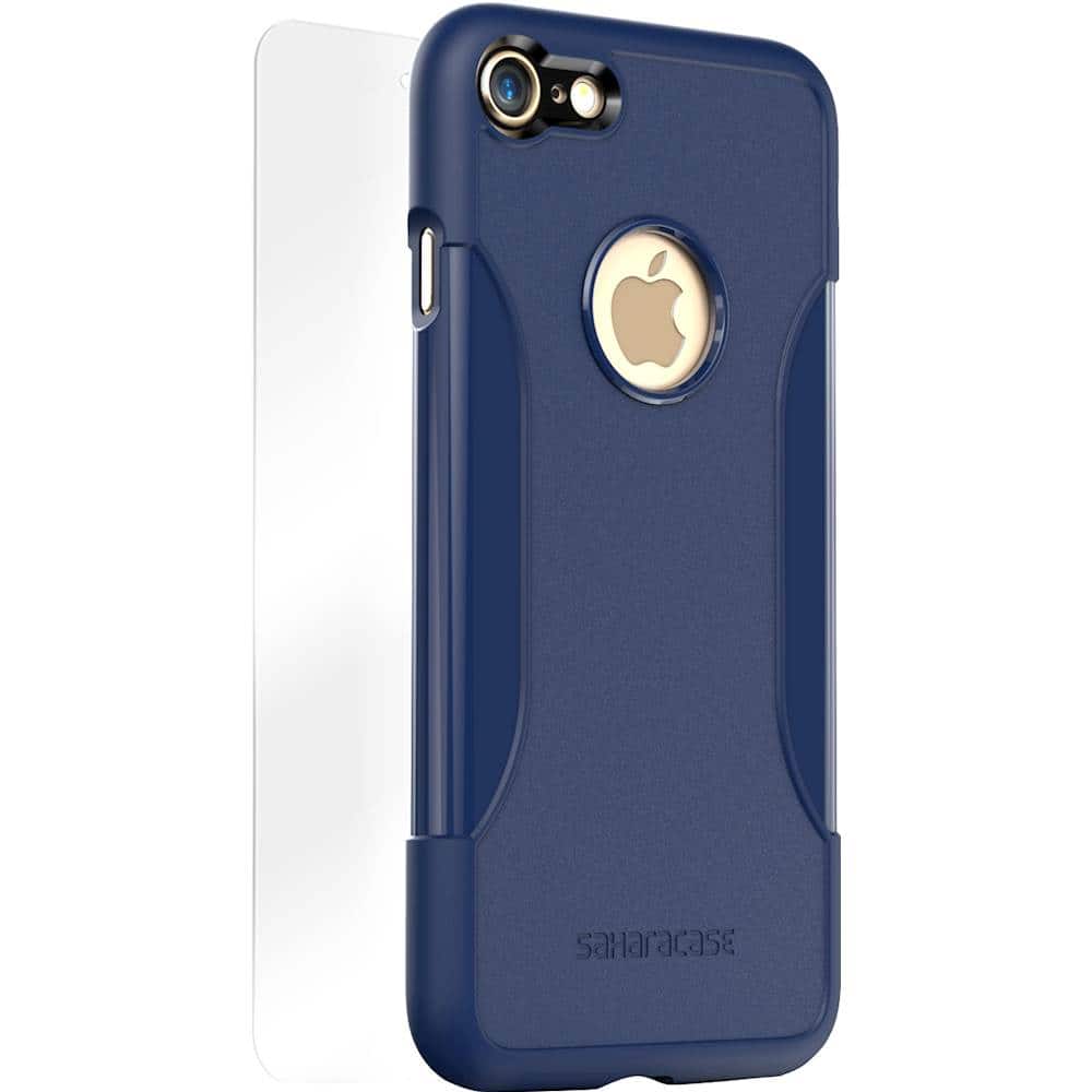 classic case with glass screen protector for apple iphone 7 and apple iphone 8 - navy blue classic case with glass screen protector for apple iphone 7 and apple iphone 8 - navy blue