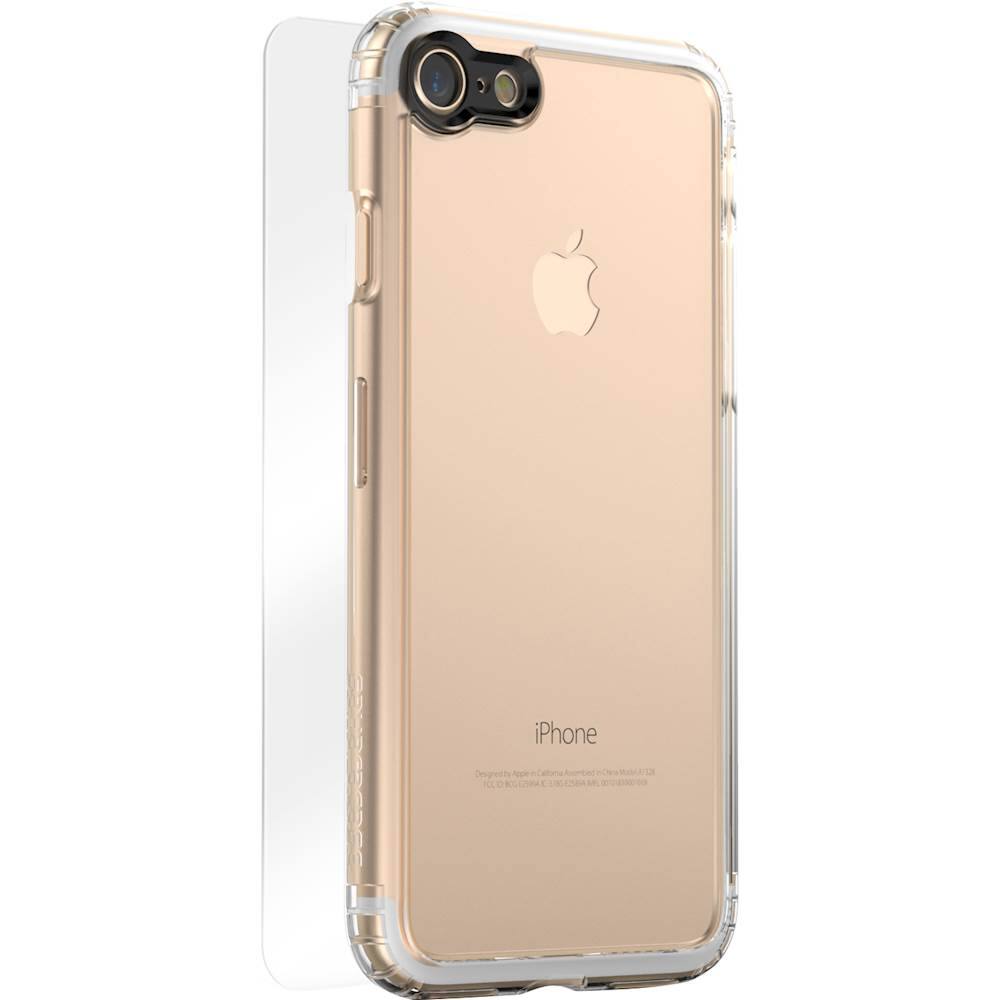 clear case with tempered glass screen for apple iphone 7 and apple iphone 8 - crystal clear case with tempered glass screen for apple iphone 7 and apple iphone 8 - crystal