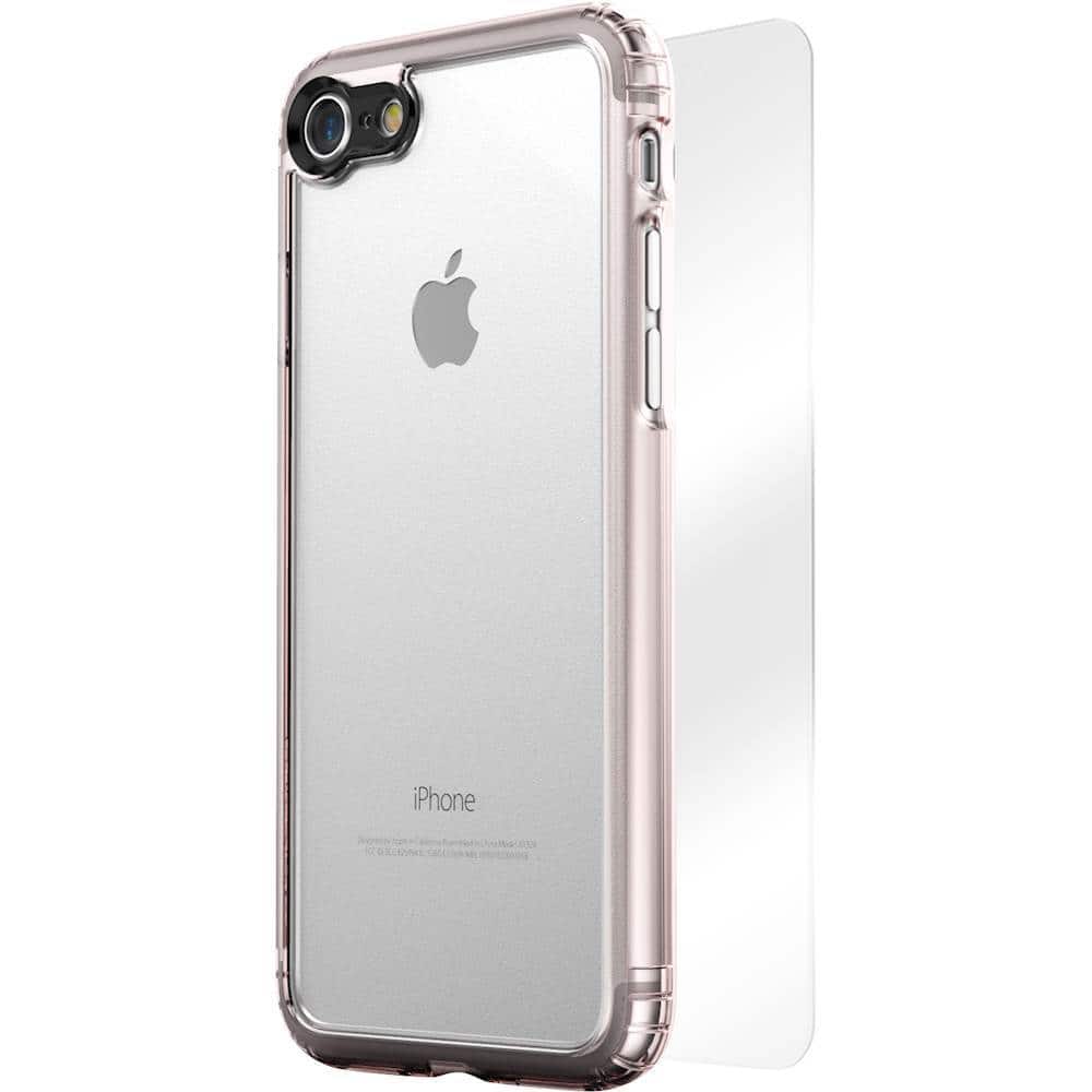 clear case with glass screen protector for apple iphone 7 and apple iphone 8 - rose gold clear case with glass screen protector for apple iphone 7 and apple iphone 8 - rose gold