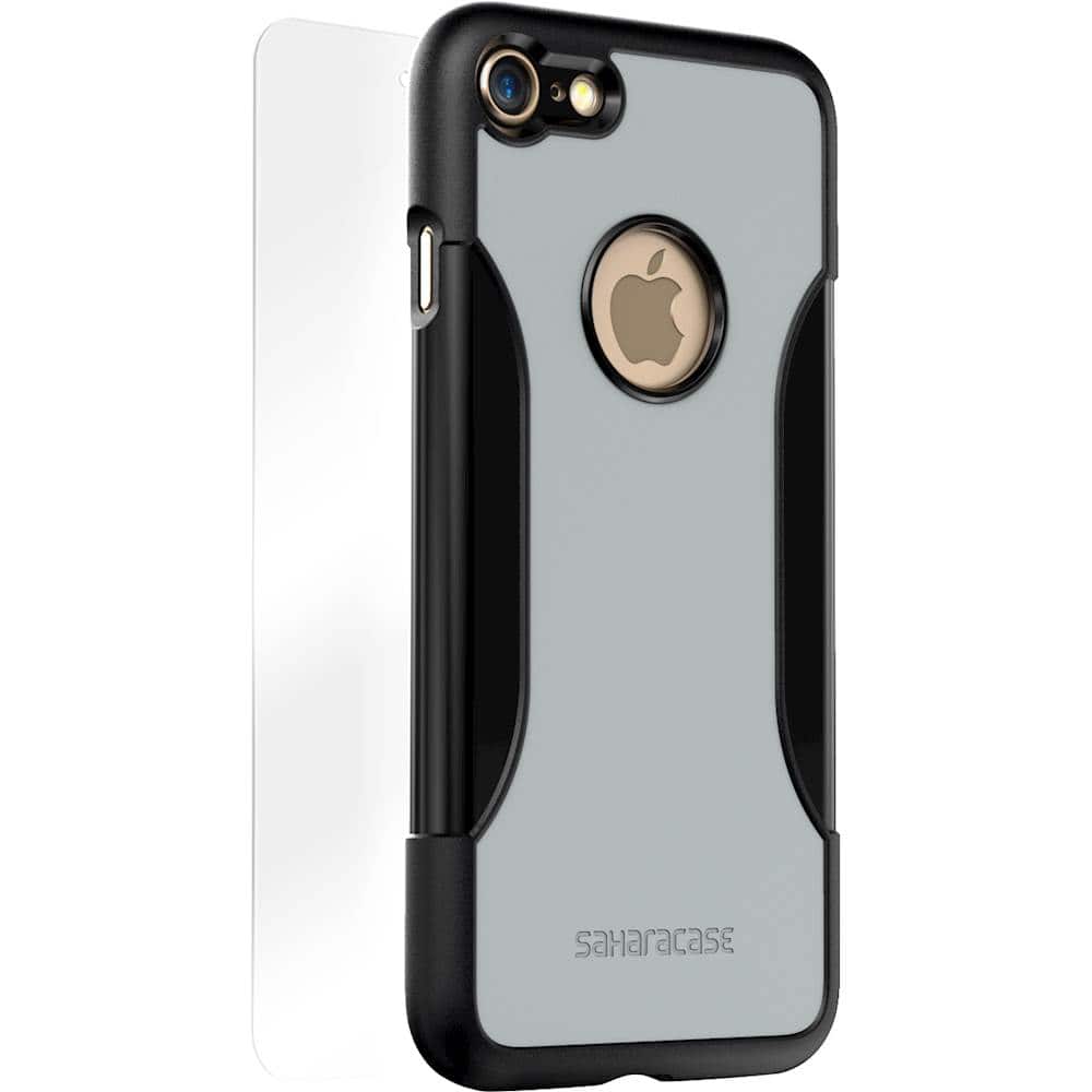 classic case with glass screen protector for apple iphone 7 and apple iphone 8 - black gray classic case with glass screen protector for apple iphone 7 and apple iphone 8 - black gray