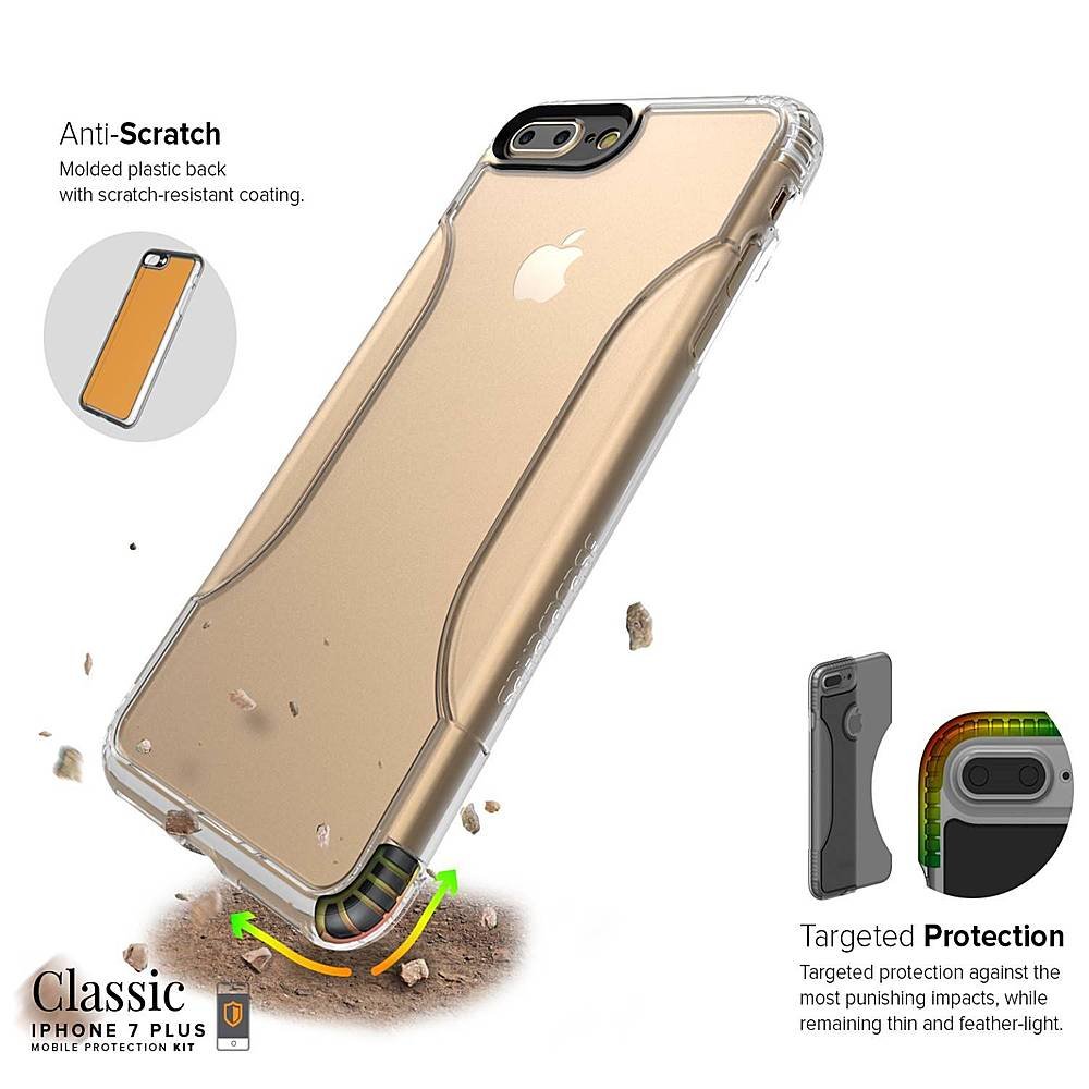 clear case with glass screen protector for apple iphone 7 plus and apple iphone 8 plus - crystal