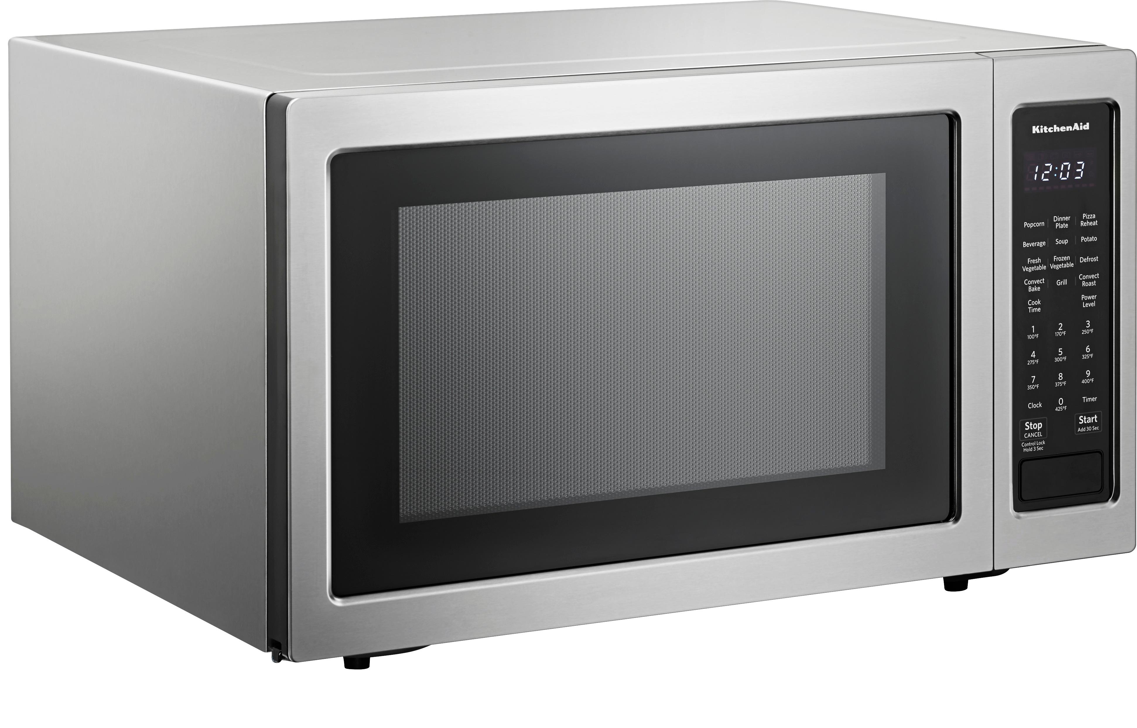 Angle View: KitchenAid - 1.5 Cu. Ft. Convection Microwave with Sensor Cooking and Grilling - Stainless steel