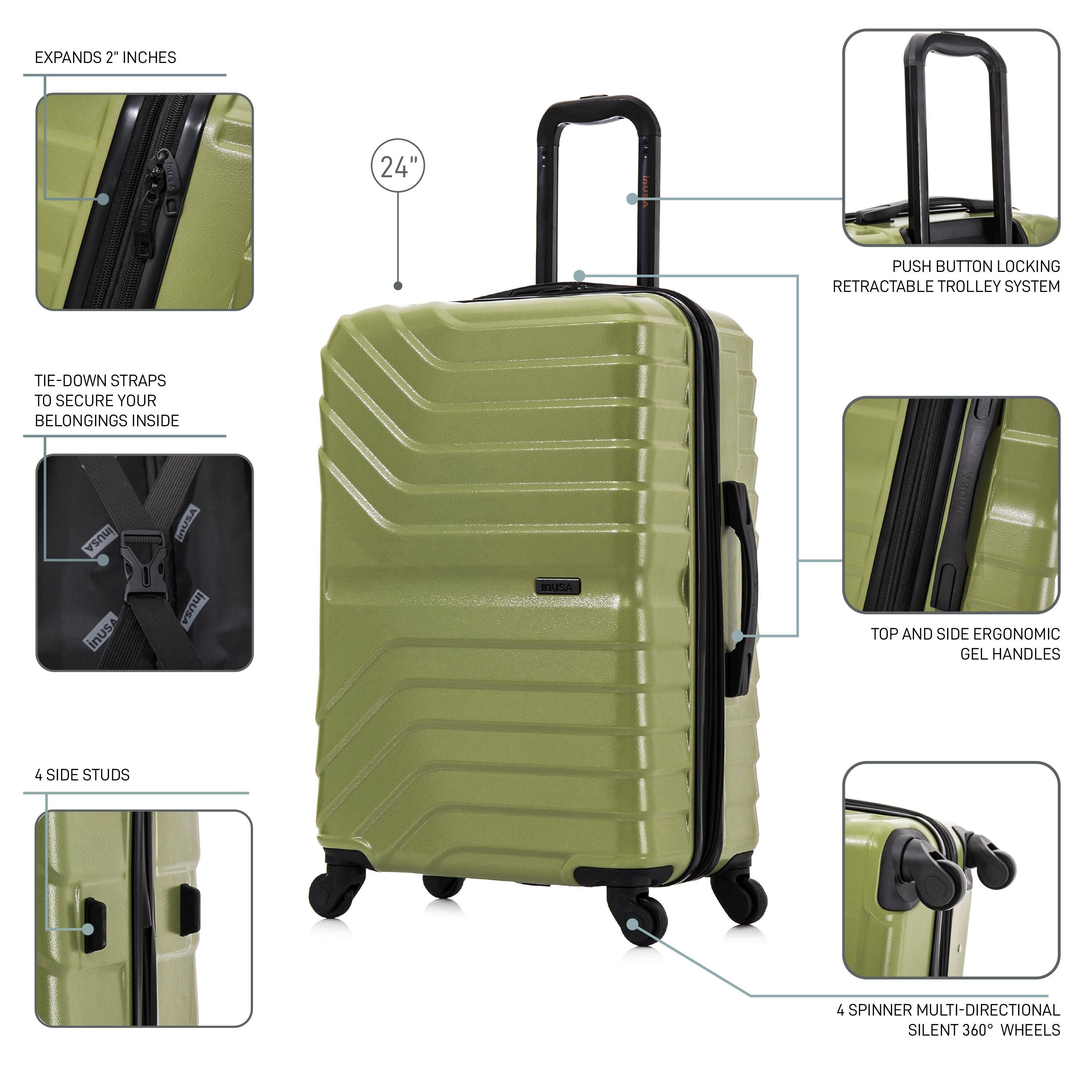 - EXPANDS 2" INCHES
- 24"
- PUSH BUTTON LOCKING RETRACTABLE TROLLEY SYSTEM
- TIE-DOWN STRAPS TO SECURE YOUR BELONGINGS INSIDE
- 4 SIDE STUDS
- TOP AND SIDE ERGONOMIC GEL HANDLES
- 4 SPINNER MULTI-DIRECTIONAL SILENT 360° WHEELS