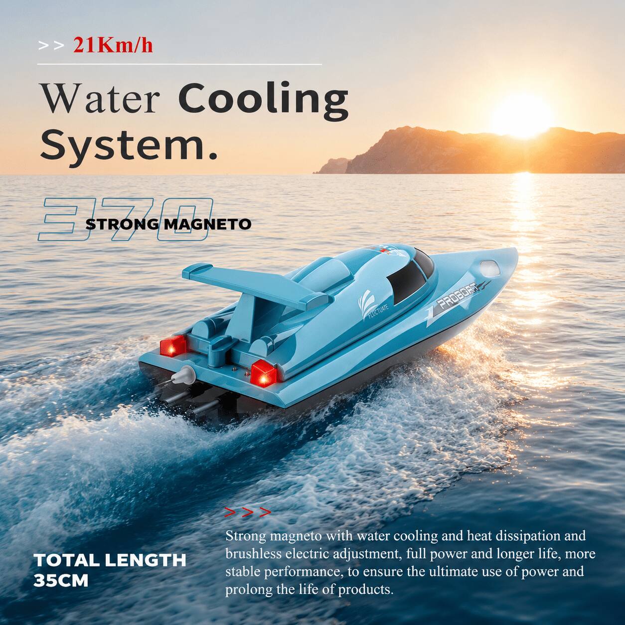 21Km/h Water Cooling System.  
370 STRONG MAGNETO  

PROBORT  

Strong magneto with water cooling and heat dissipation and brushless electric adjustment, full power and longer life, more stable performance, to ensure the ultimate use of power and prolong the life of products.  

TOTAL LENGTH 35CM