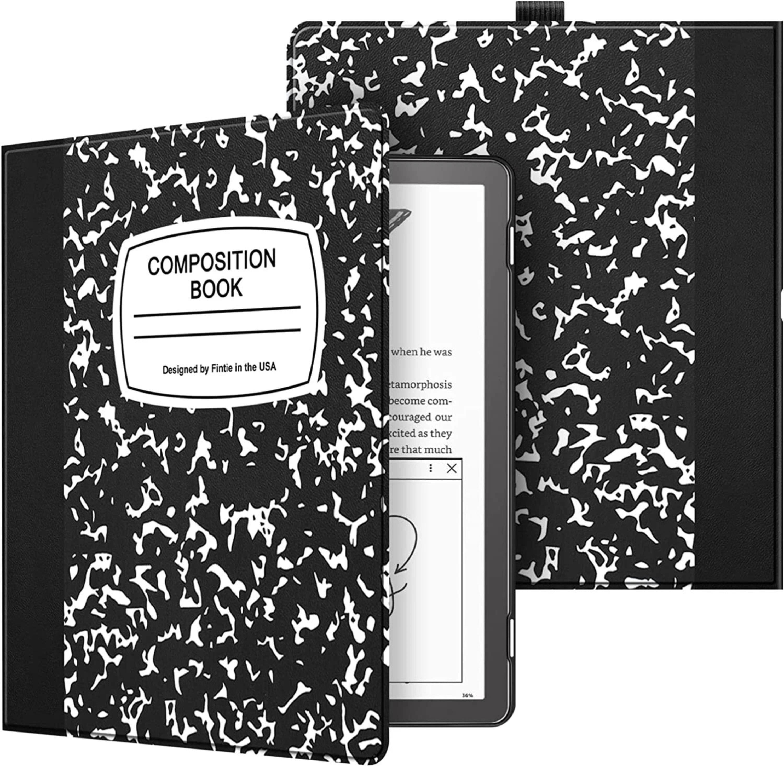 Kitcheniva - Kindle Scribe 10.2" Case Slimshell Protective Book Cover 2022 2024 Compatible Black White - Black and White