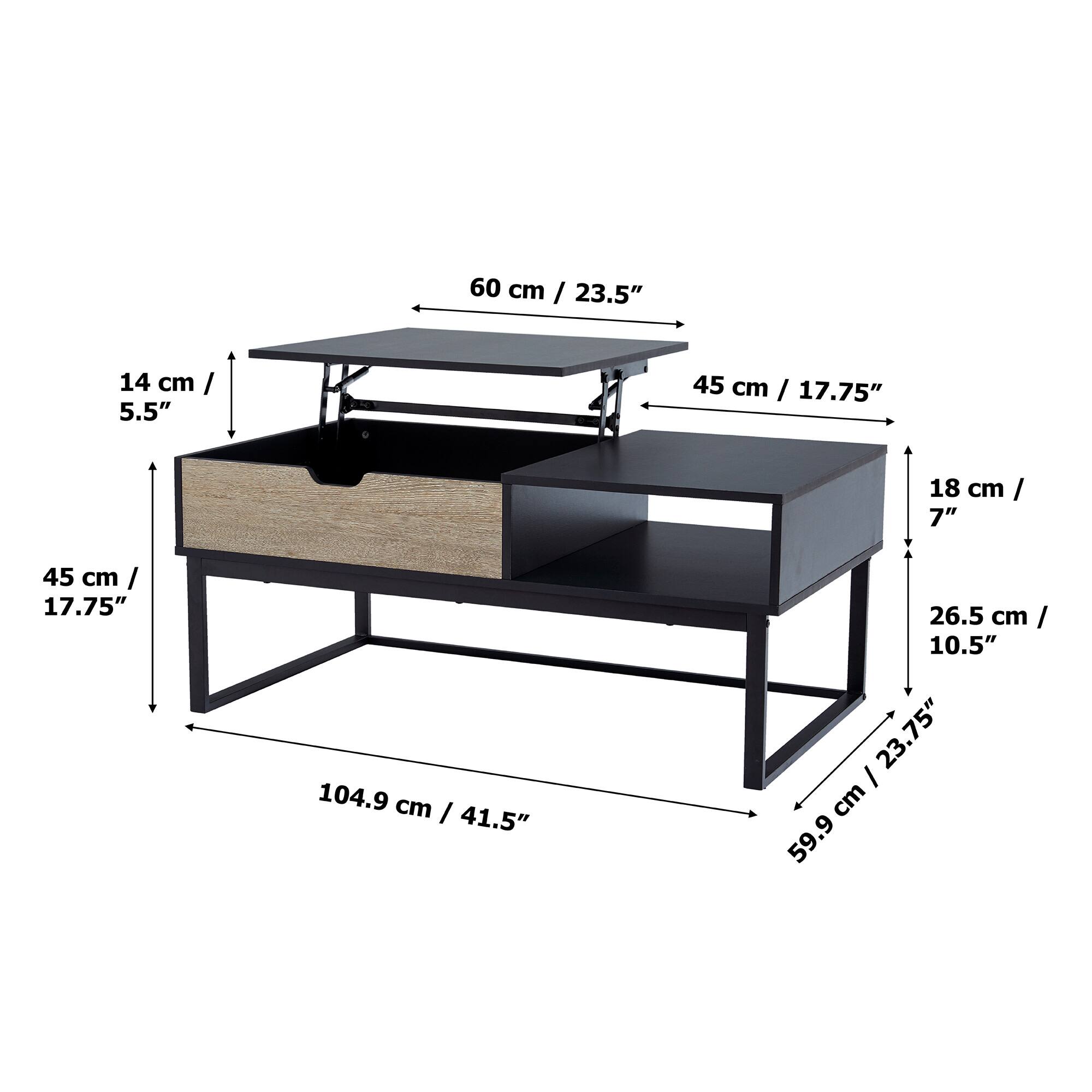 60 cm / 23.5"  
14 cm / 5.5"  
45 cm / 17.75"  
18 cm / 7"  
45 cm / 17.75"  
104.9 cm / 41.5"  
26.5 cm / 10.5"  
23.75" cm / 59.9