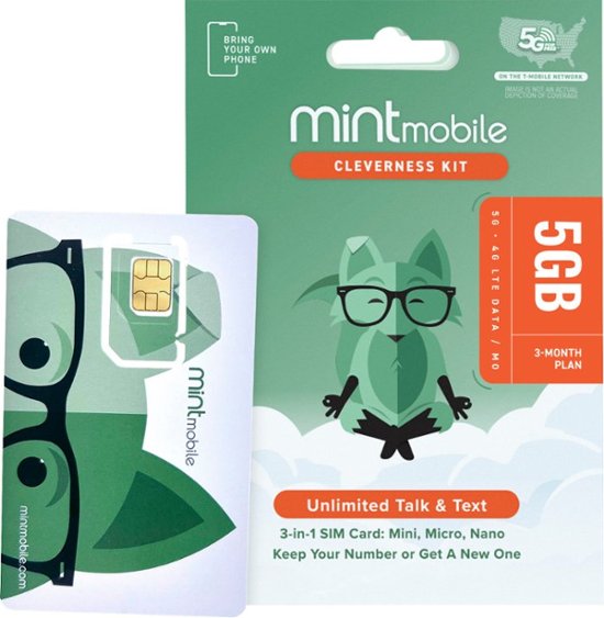 Mint Mobile 3 Month Prepaid Sim Card Kit Mint Mobile 3 Month 3gb