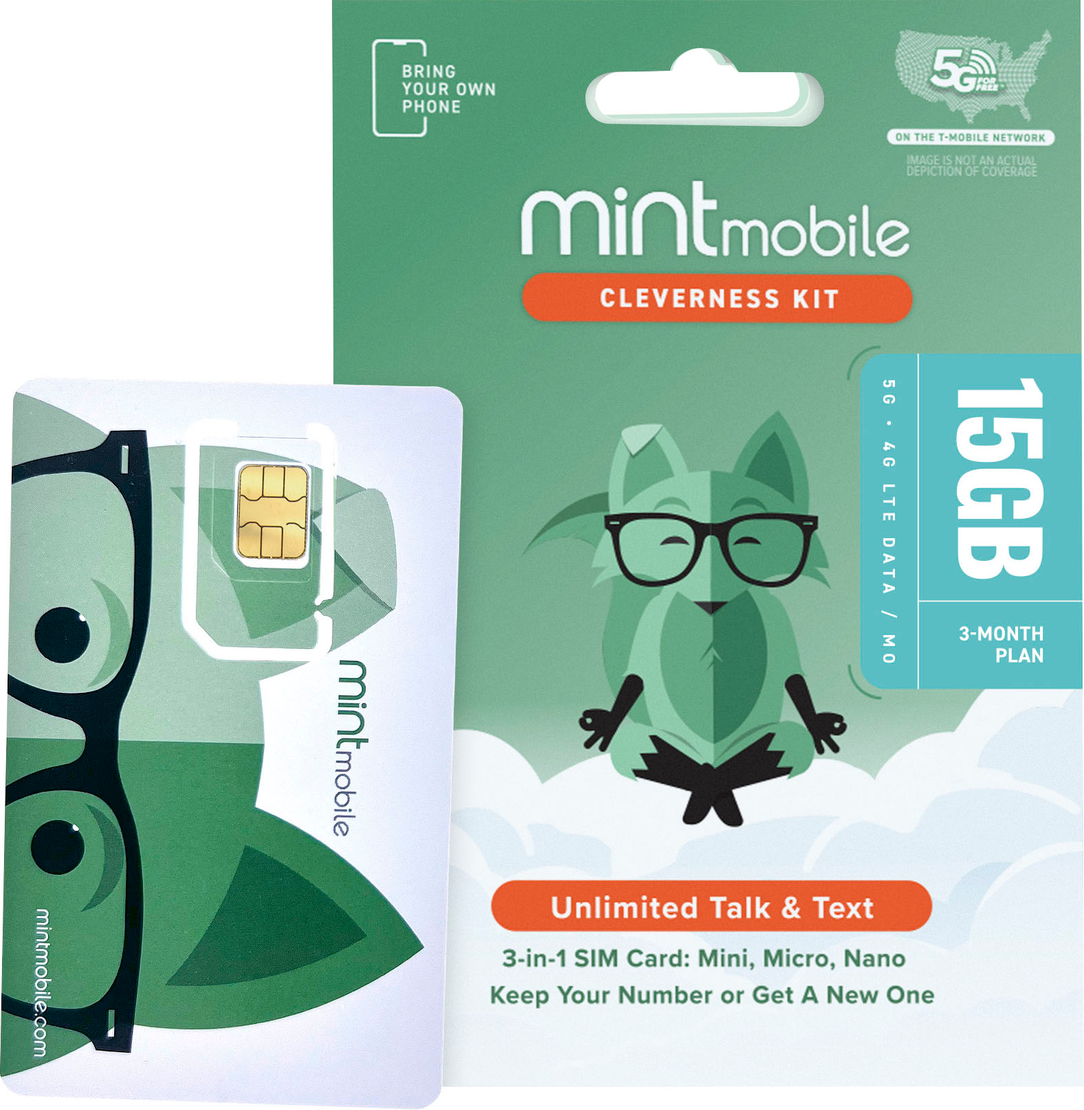 Mint Mobile 3-Month Prepaid SIM Card Kit MINT MOBILE 3 MONTH 8GB LTE