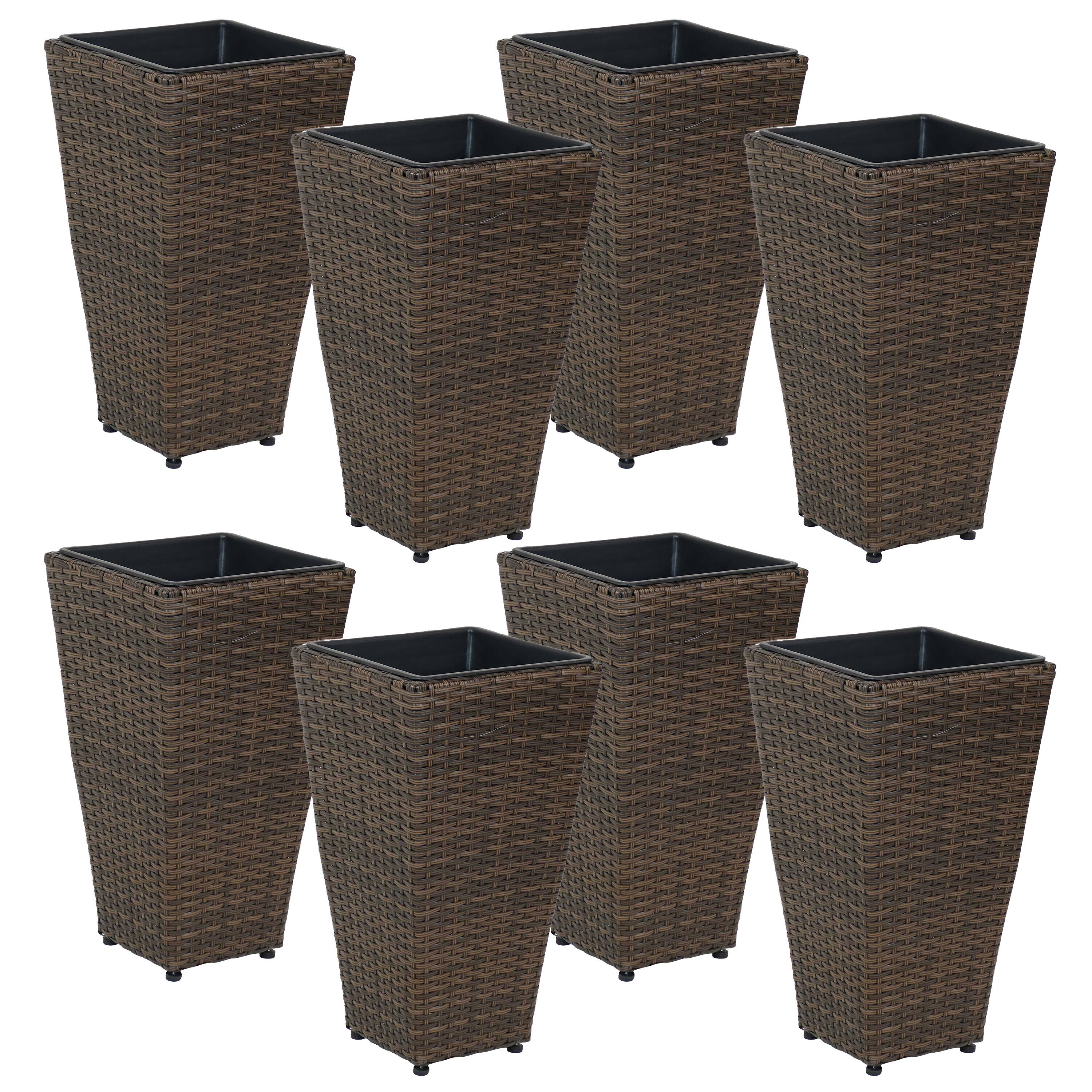 Sunnydaze - 20 in Polyrattan Tall Square Planter - Set of 8 - Brown price history on PriceWatchPro