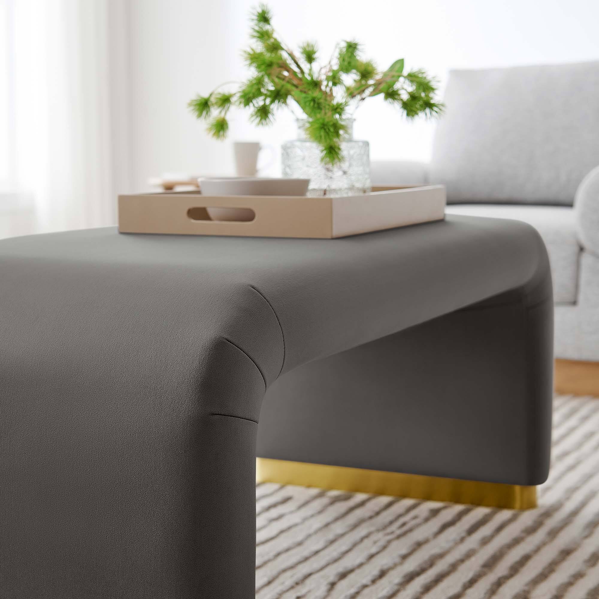 Alt View 1. Modway - Koda Performance Velvet Waterfall Ottoman by Modway - Brass Storm Gray.